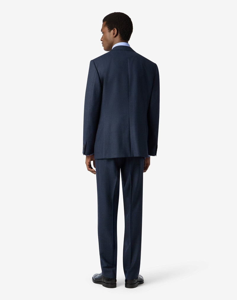 Blue wool flannel and cashmere suit with glen plaid pattern 3