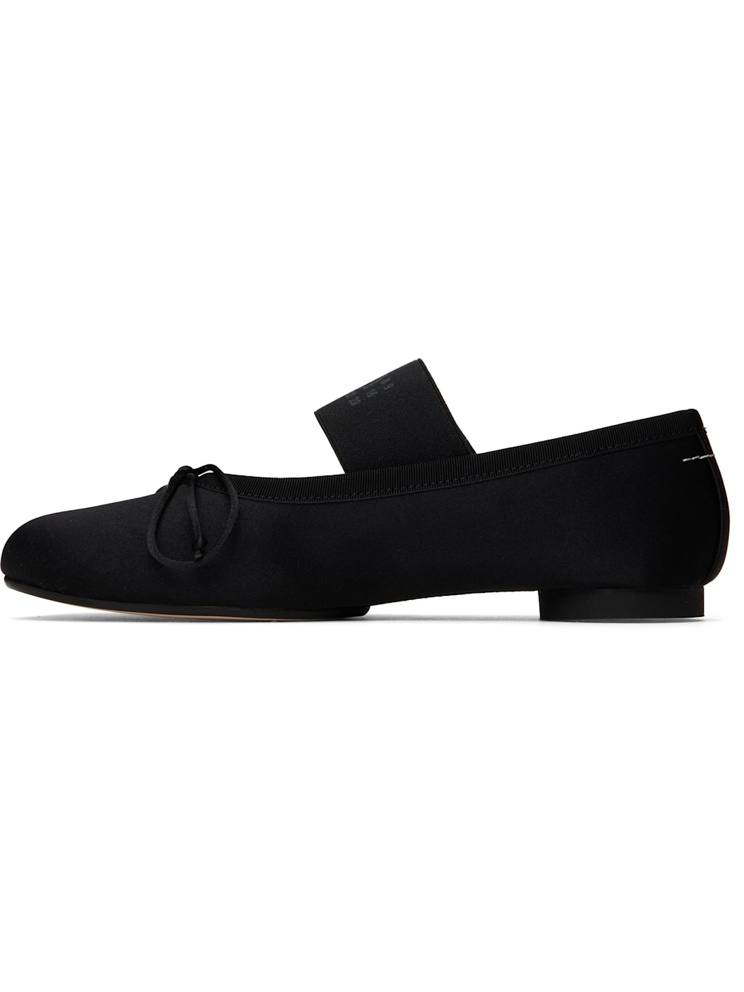 Black Satin Anatomic Logo Ballerina Flats - 3