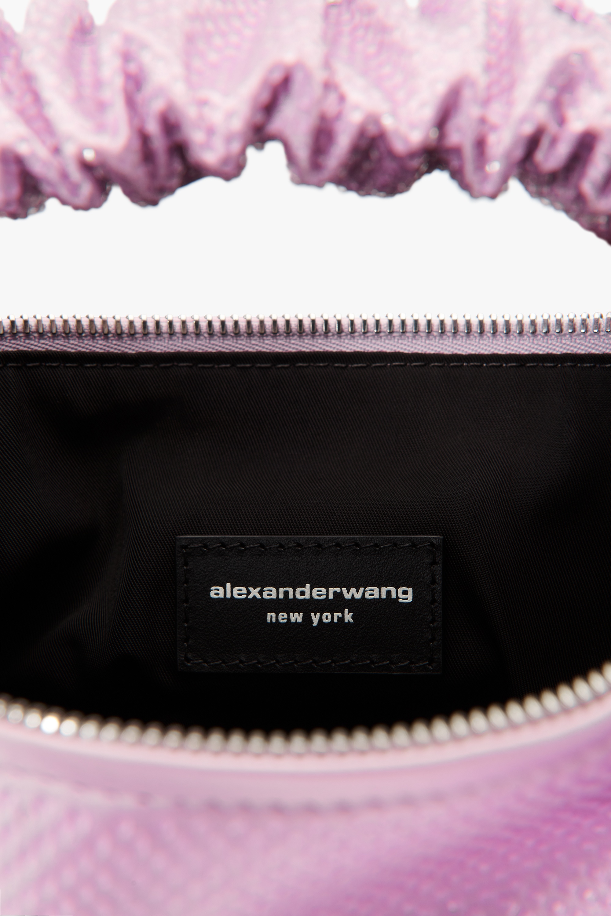 SCRUNCHIE MINI BAG IN SATIN WITH CLEAR BEADS - 3