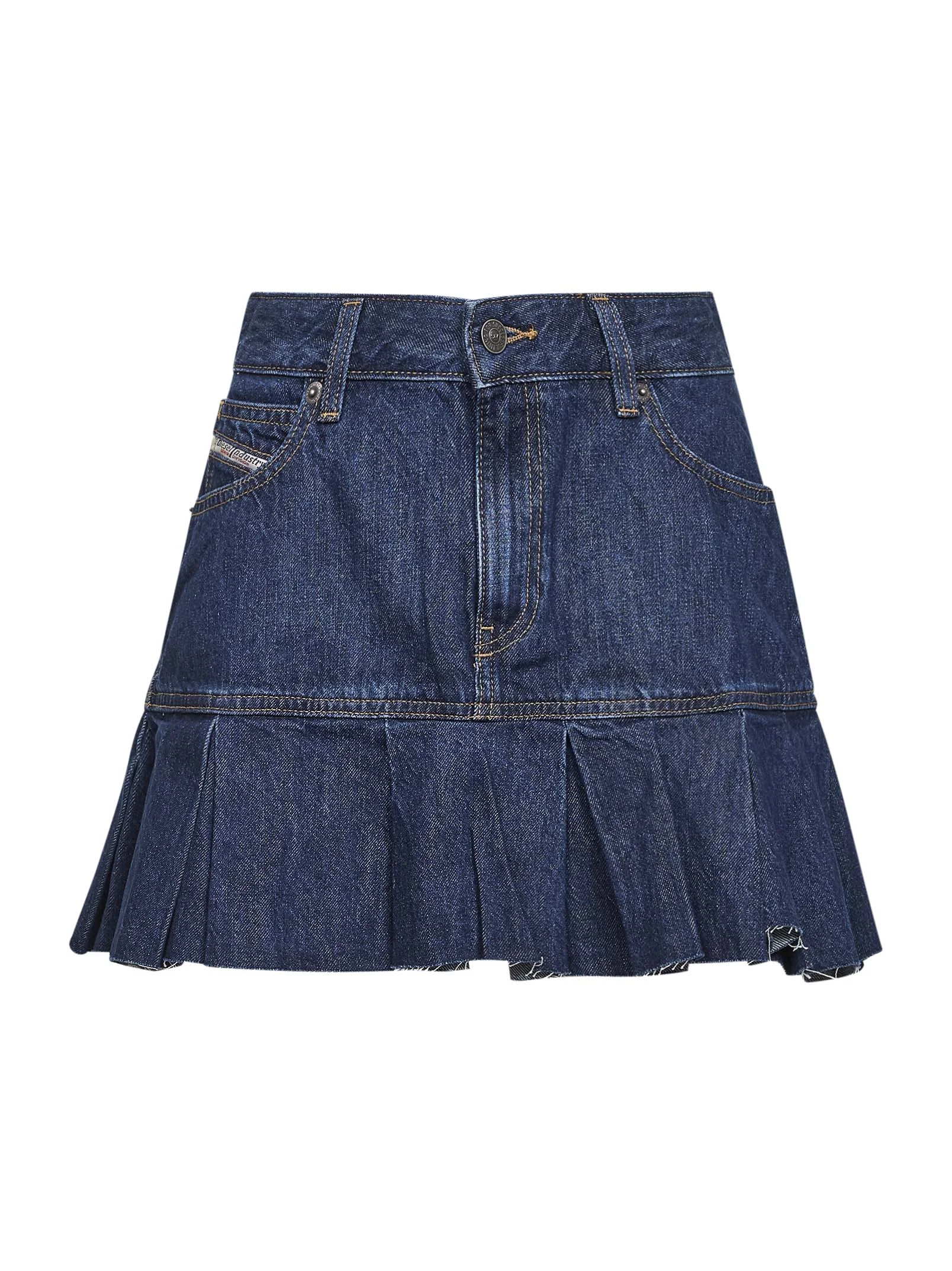 Blue denim De-Reen pleated mini skirt - 1