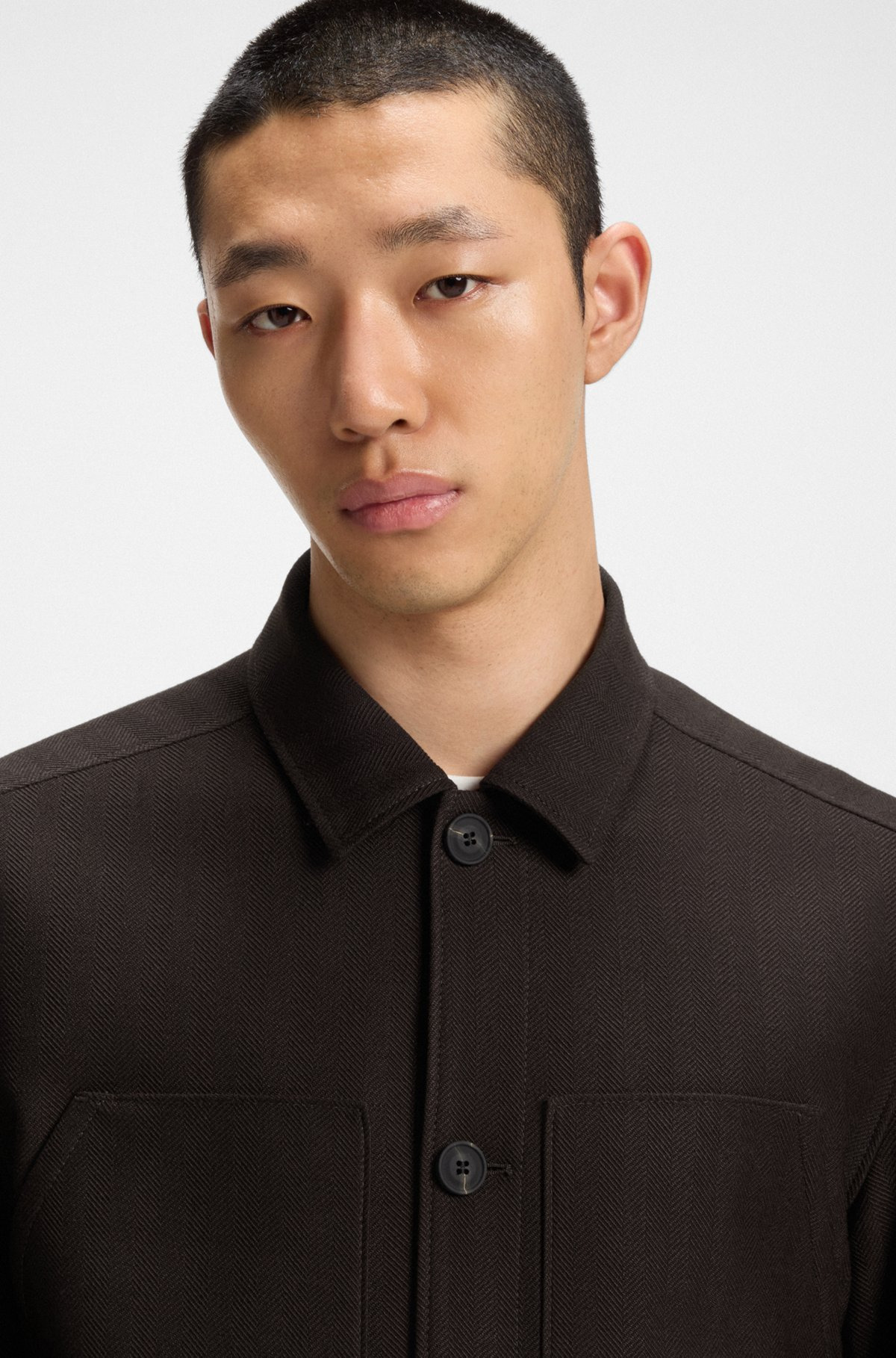 SLIM-FIT JACKET IN HERRINGBONE PERFORMANCE-STRETCH CLOTH - 5
