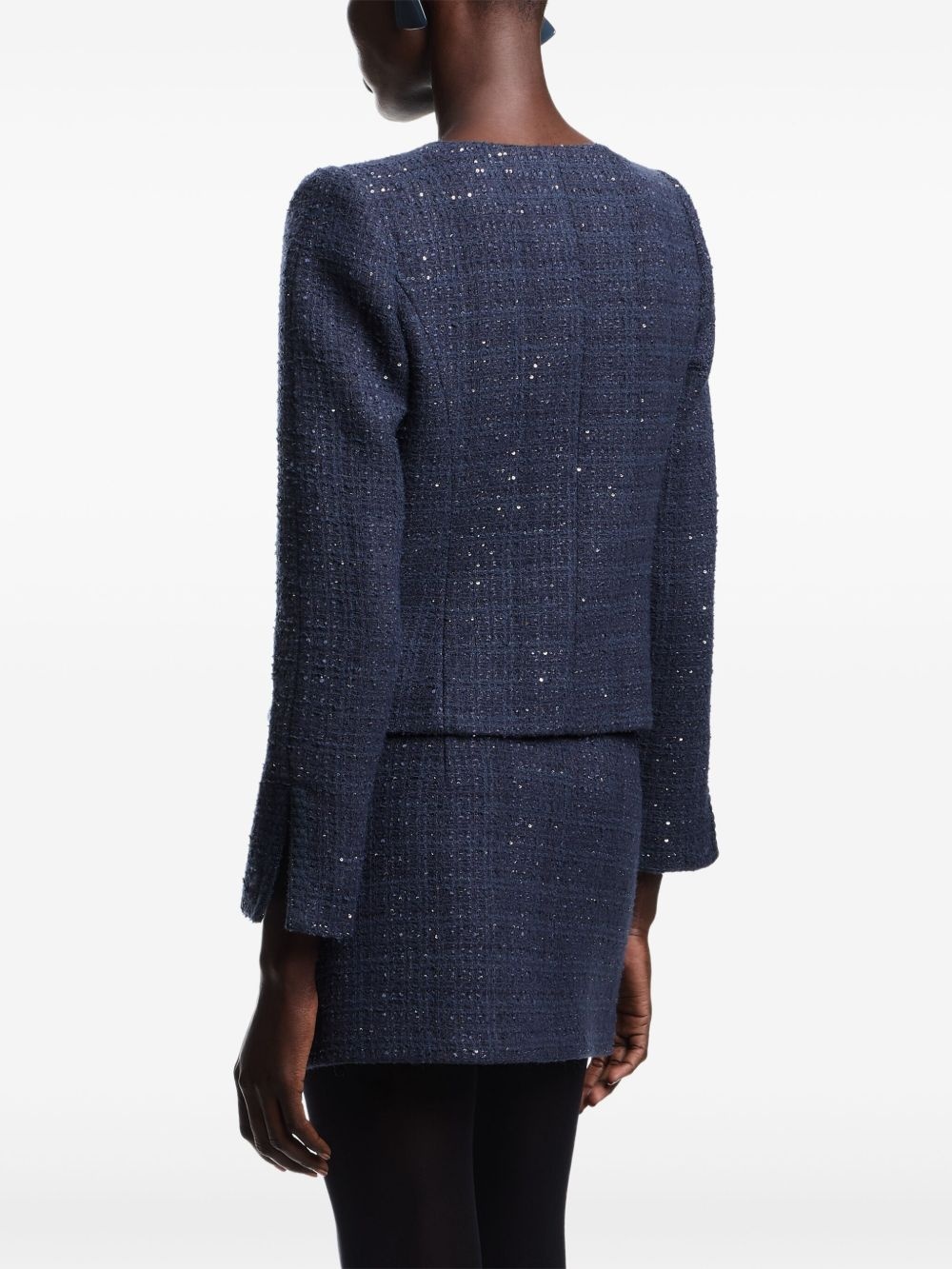 sequin-embellished tweed jacket - 4
