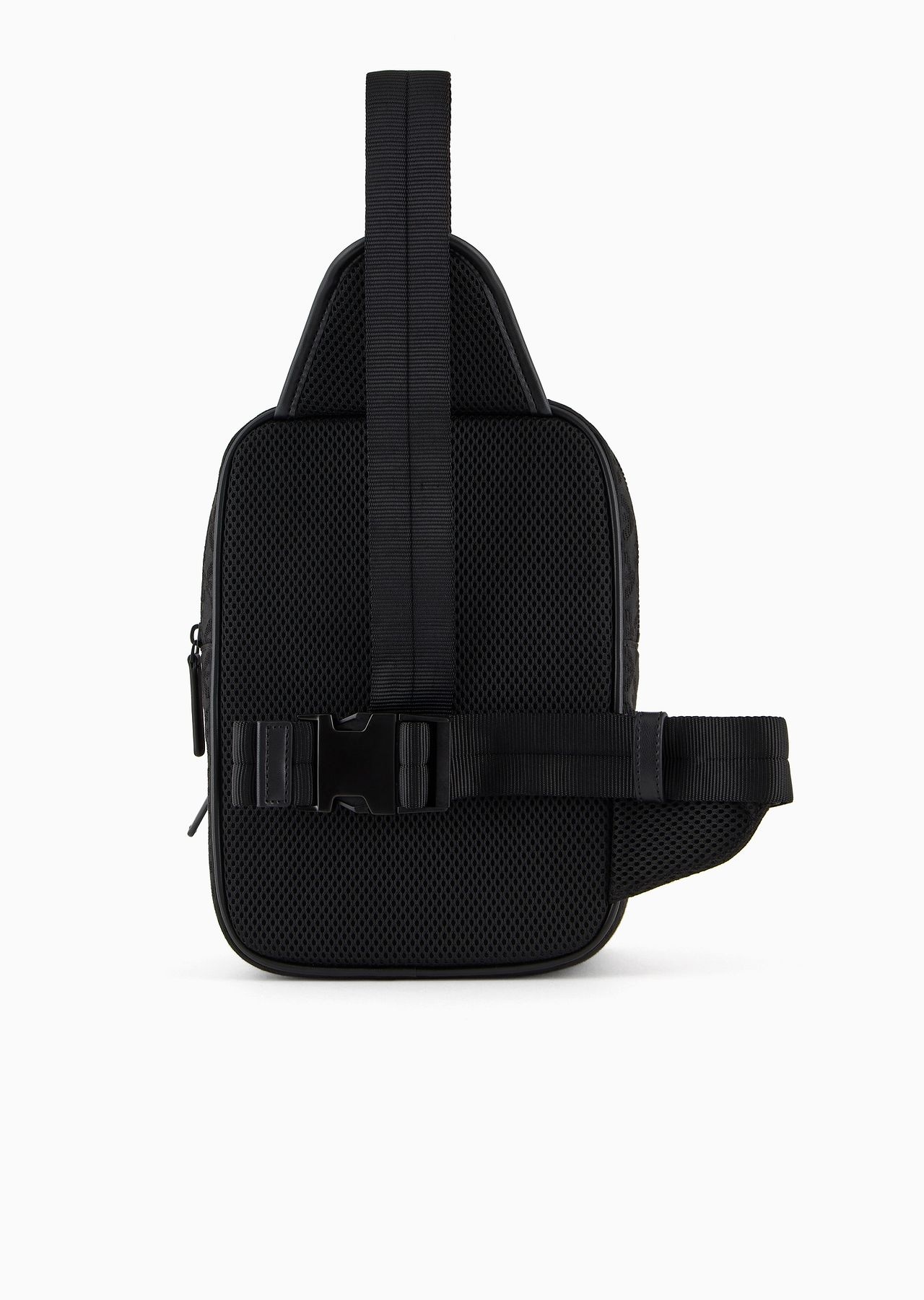 Nylon one-shoulder backpack with all-over jacquard eagle - 3