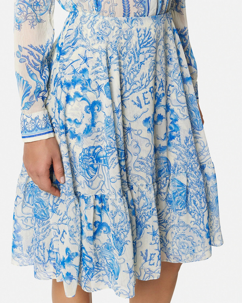 Underwater Barocco Crêpe Flowy Midi Skirt 3