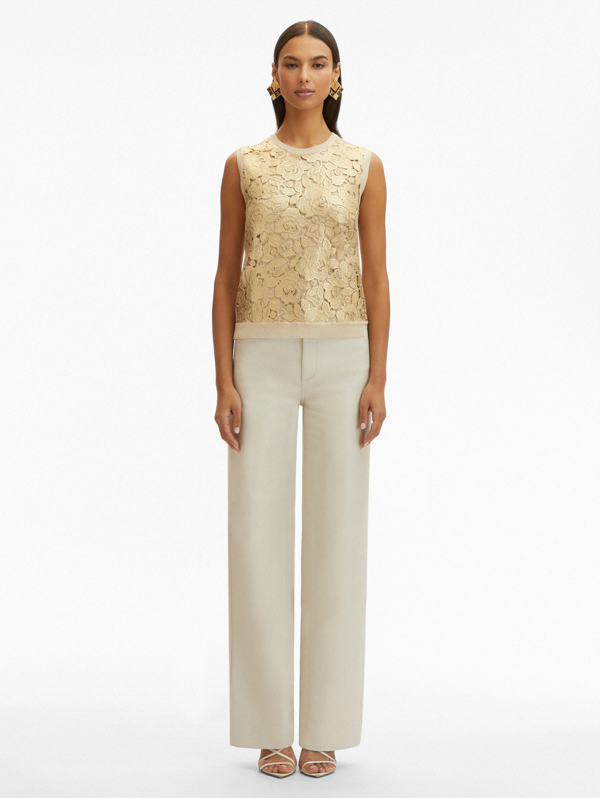GOLD FOIL ENGLISH ROSE INSET TANK - 3