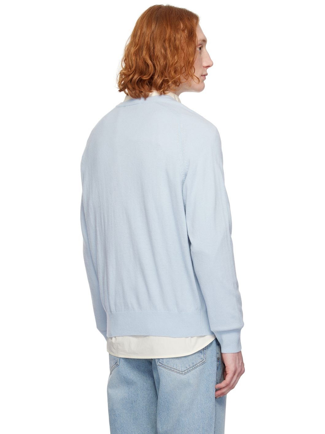 Blue Soft V-Neck Sweater - 3