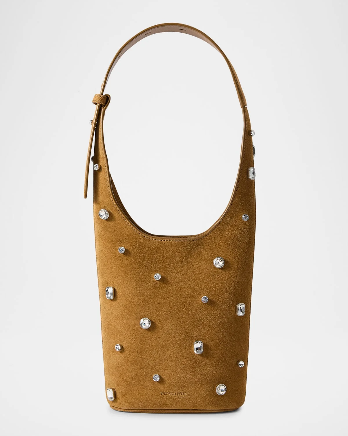 Loop Small Crystal-Studded Suede Shoulder Bag - 1