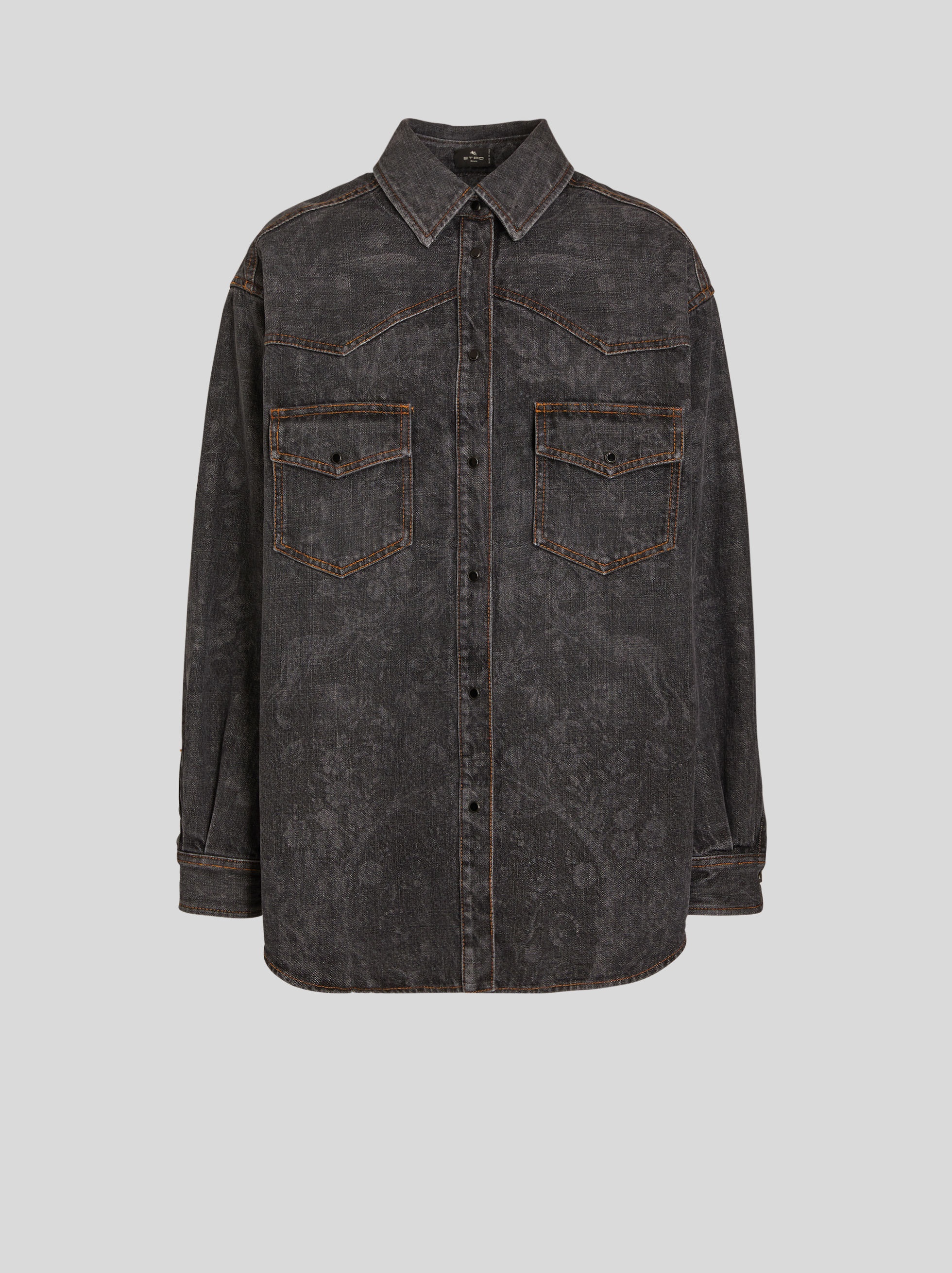 DENIM OVERSHIRT WITH ORNAMENTAL PATTERNS - 1