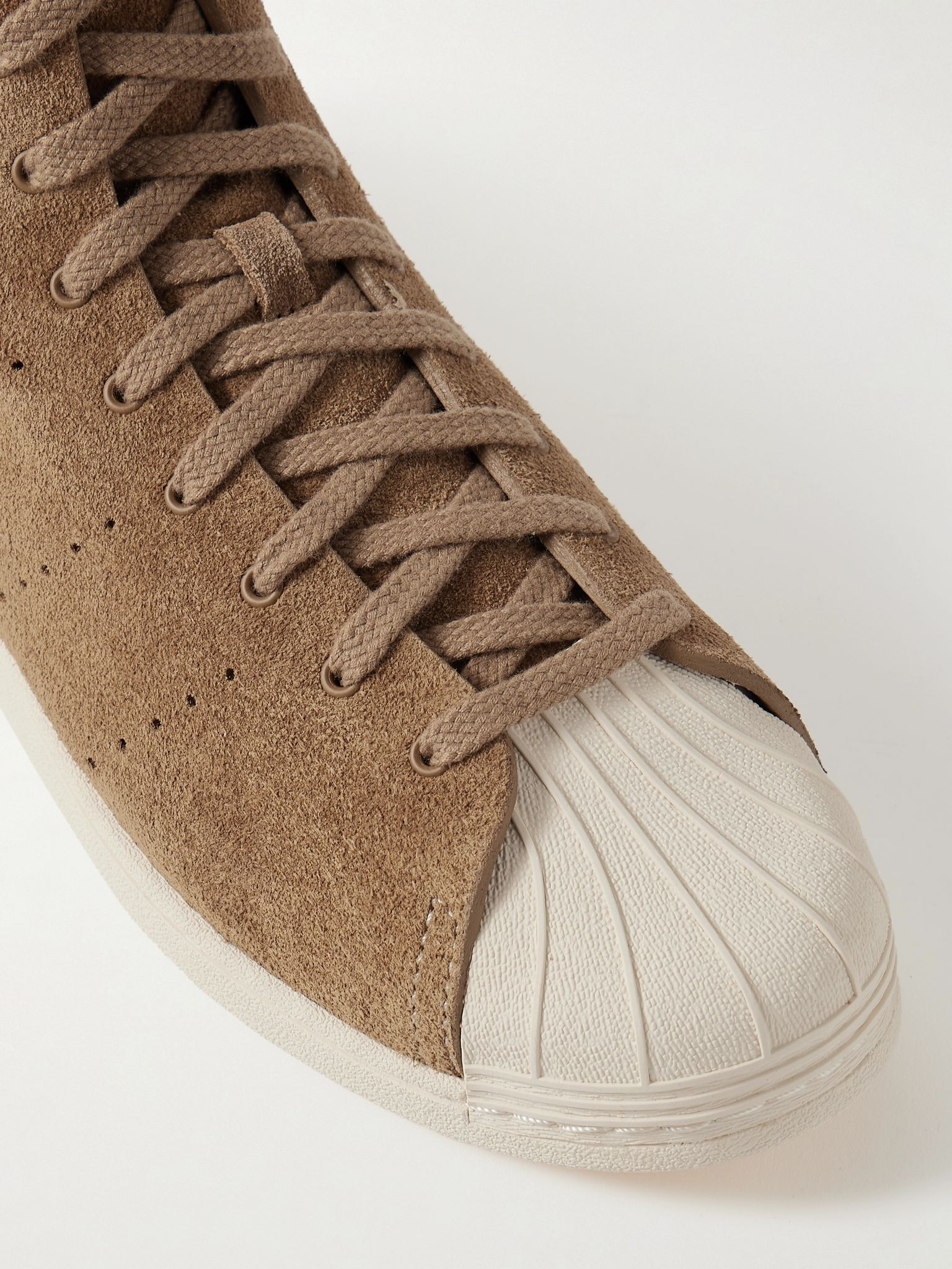 + Wales Bonner Superstar Hi Perforated Suede High-Top Sneakers Brown - 5