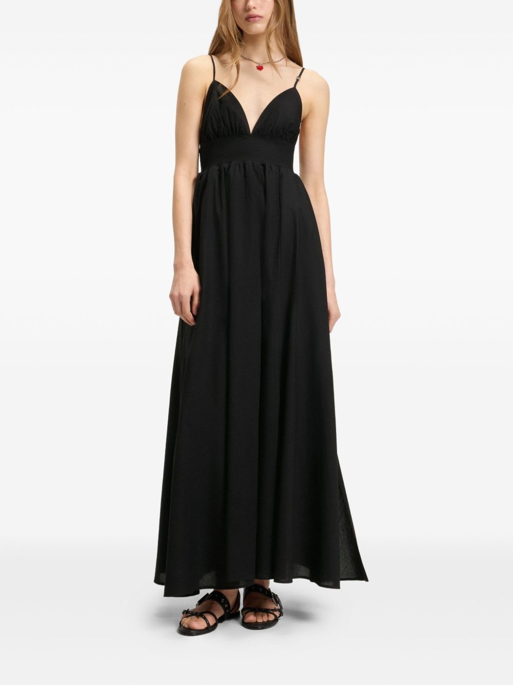 V-neck pleated maxi dress - 2
