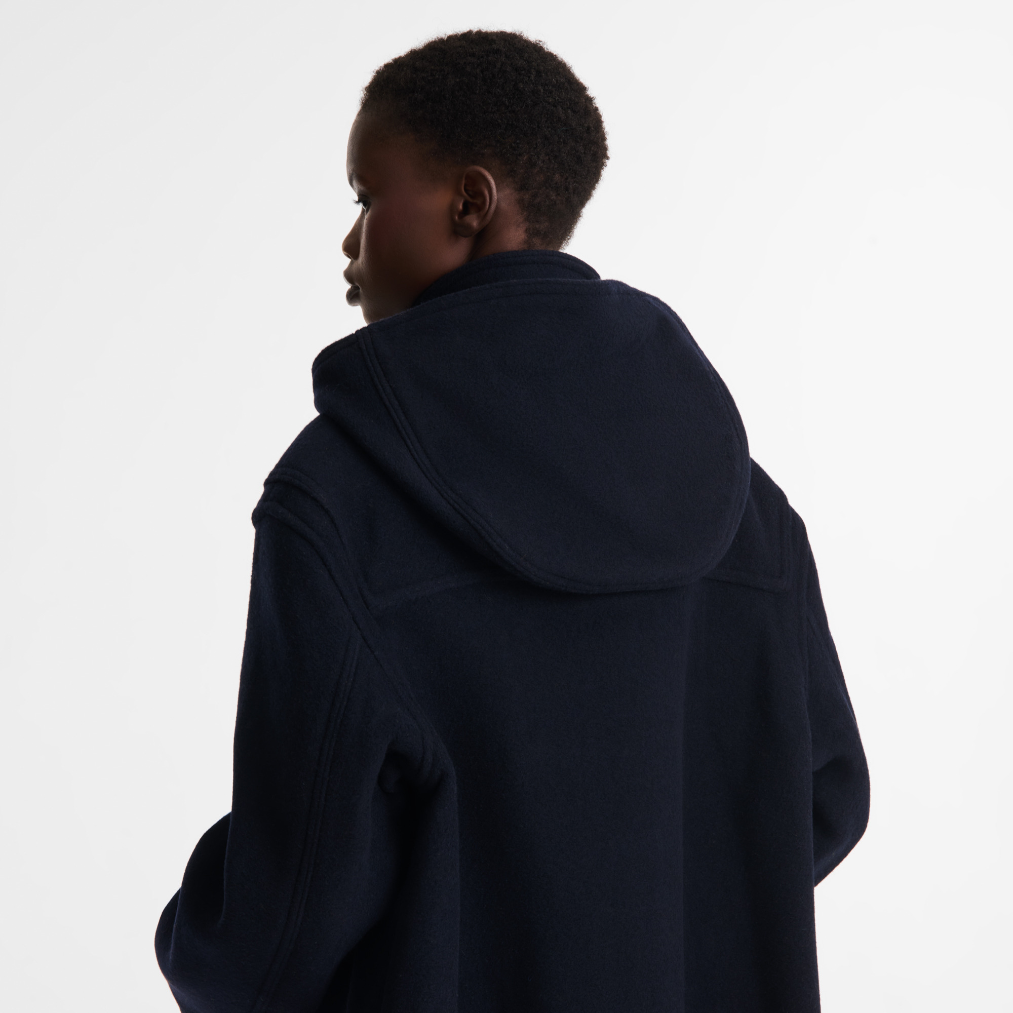 Duffle Coat Navy - Double-faced wool cloth - 5