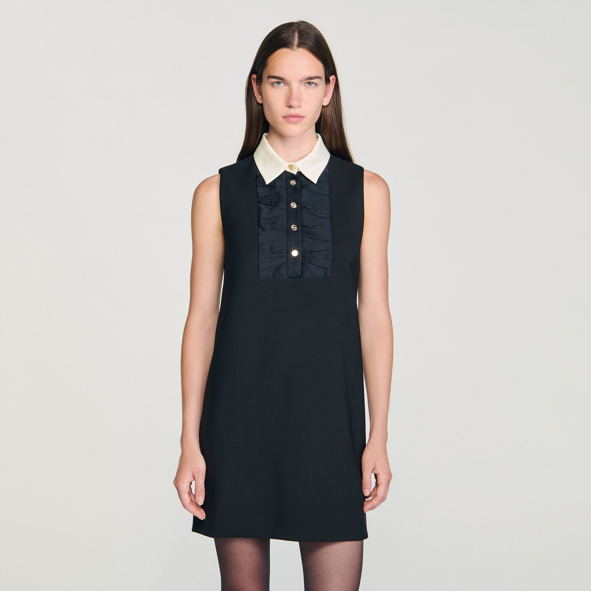 MINI DRESS WITH CONTRAST COLLAR - 4