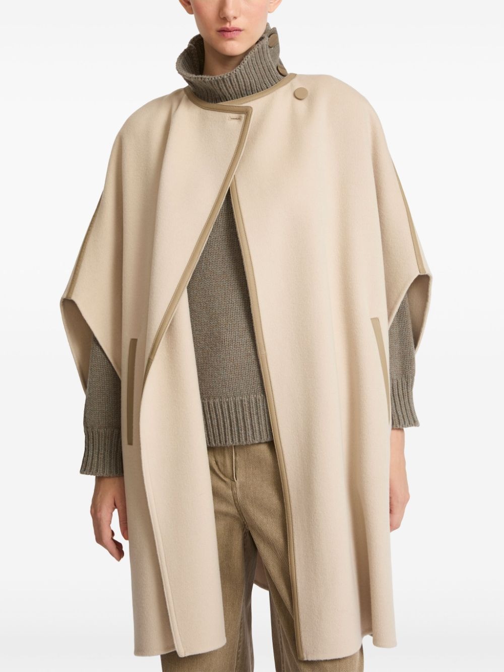 double-layer cashmere-blend cape - 4