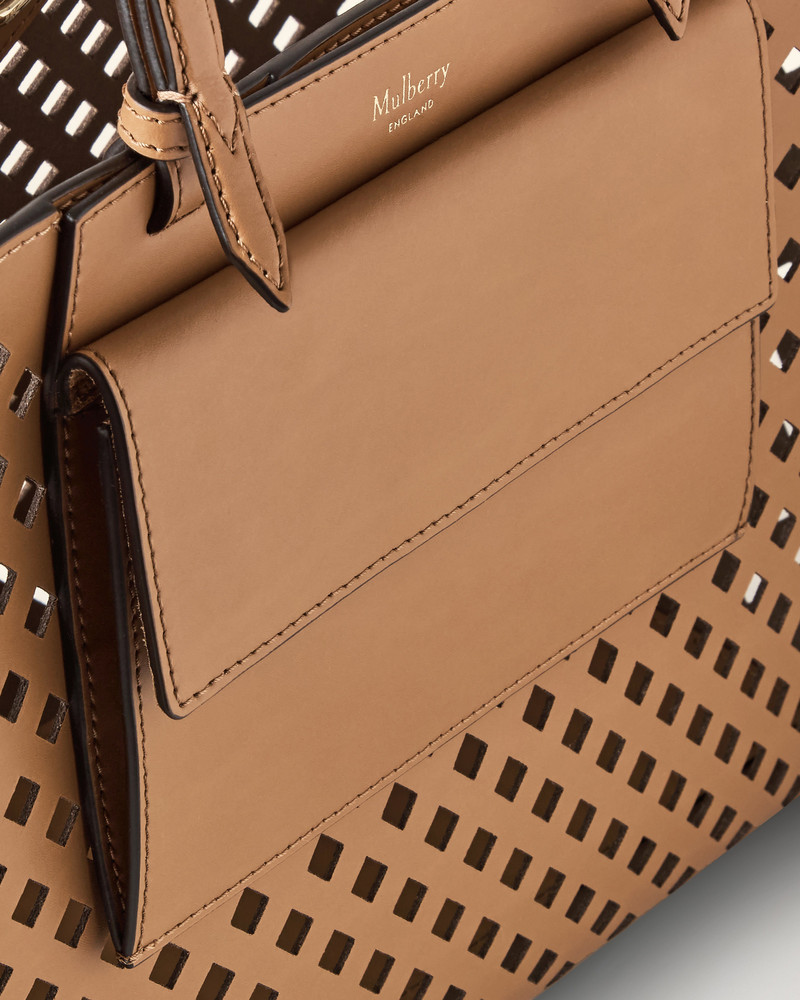 Perforated Tote Toffee Perforated Leather 4