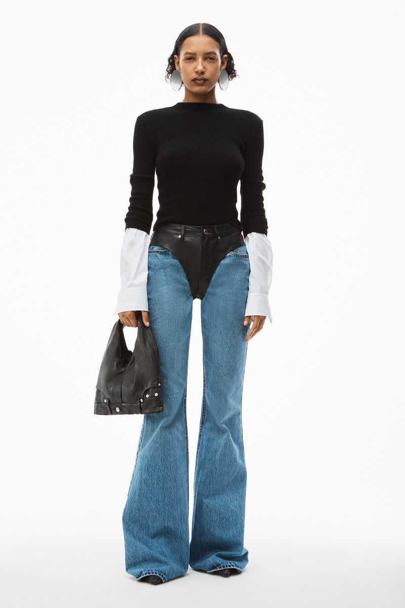 Alexander Wang RIBBED CREWNECK PULLOVER IN CLASSIC YAK outlook