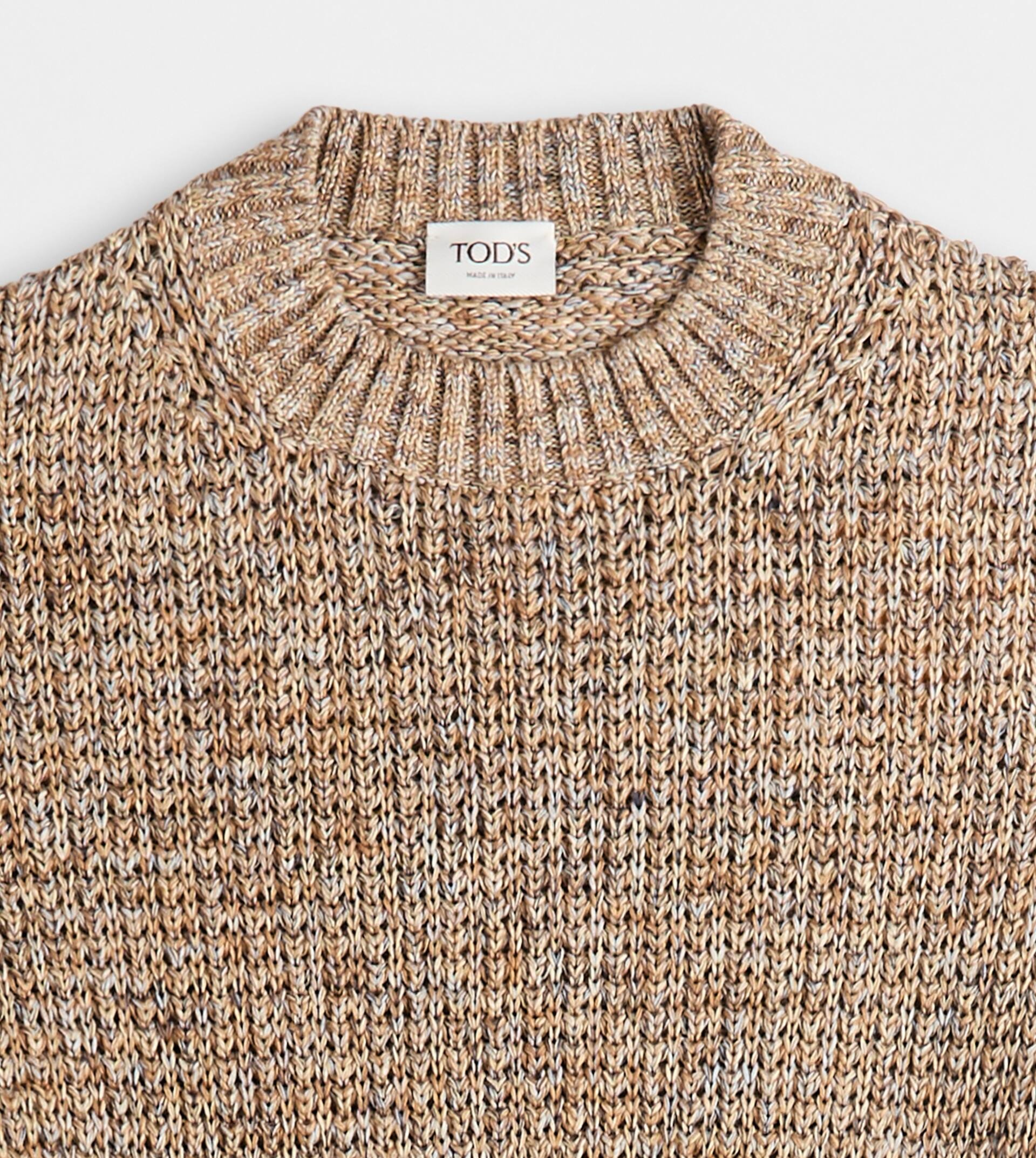 LINEN BLEND MOULINÉ PULLOVER - BEIGE - 8