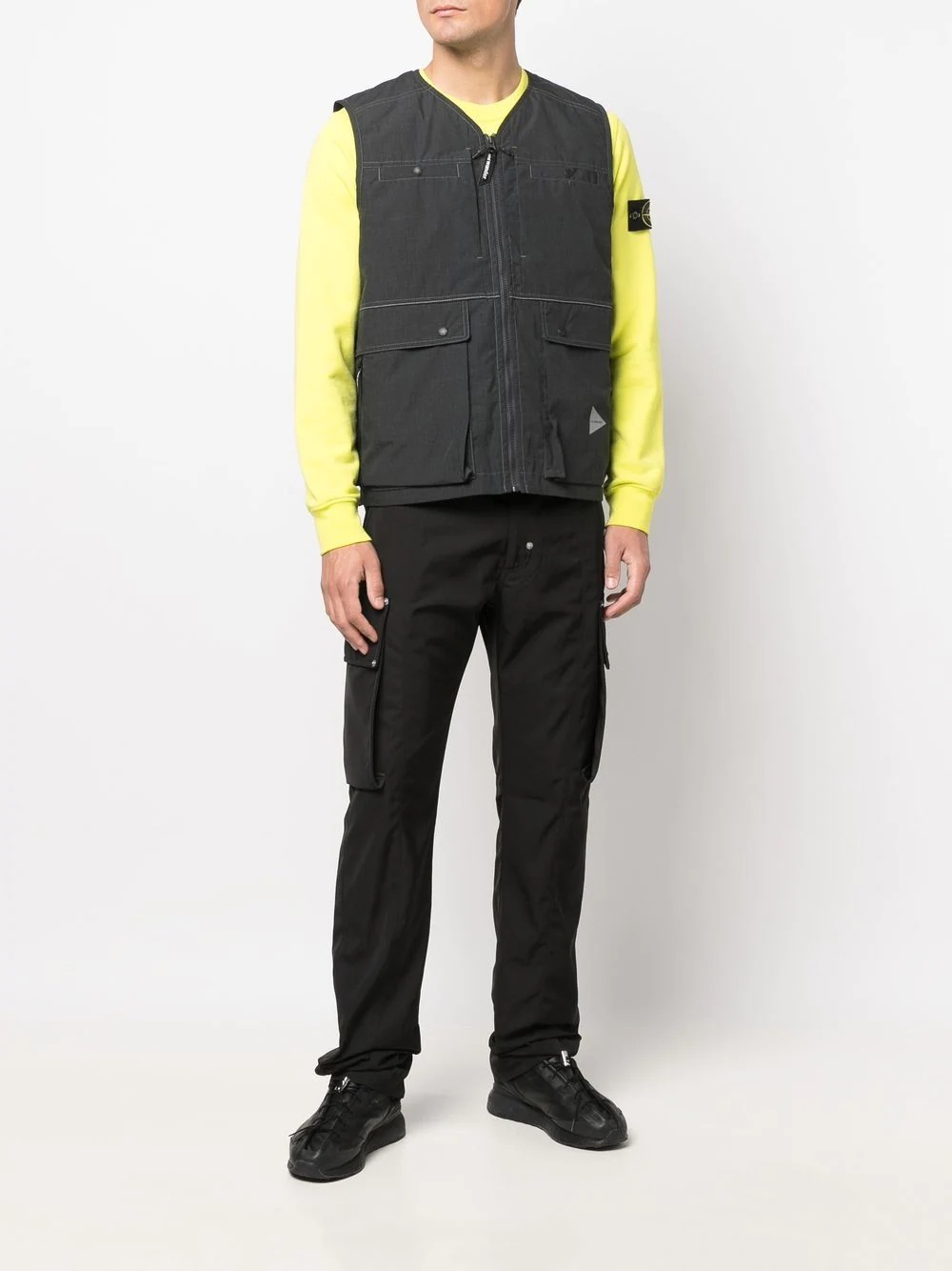 contrast stitching zip-up gilet - 2