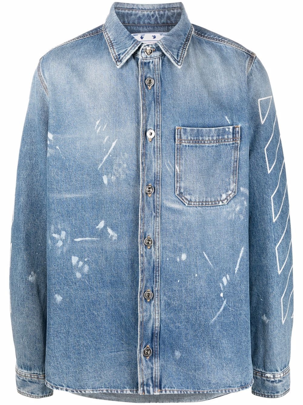 Diag-stripe denim shirt - 1