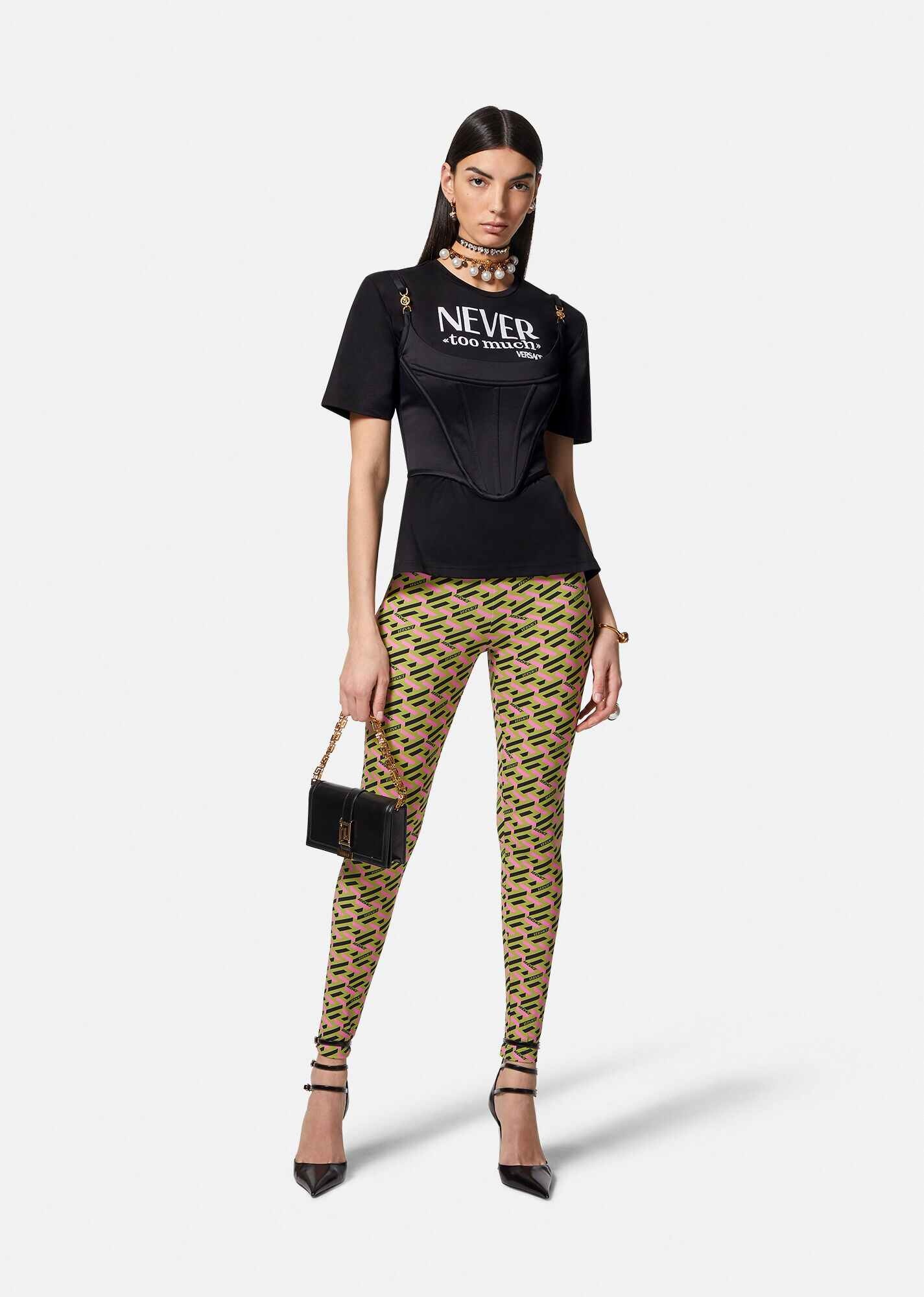 Tシャツ・カットソー VERSACE \"NEVER TOO MUCH\" COTTON JERSEY CORSET T-SHIRT VERSACE - 