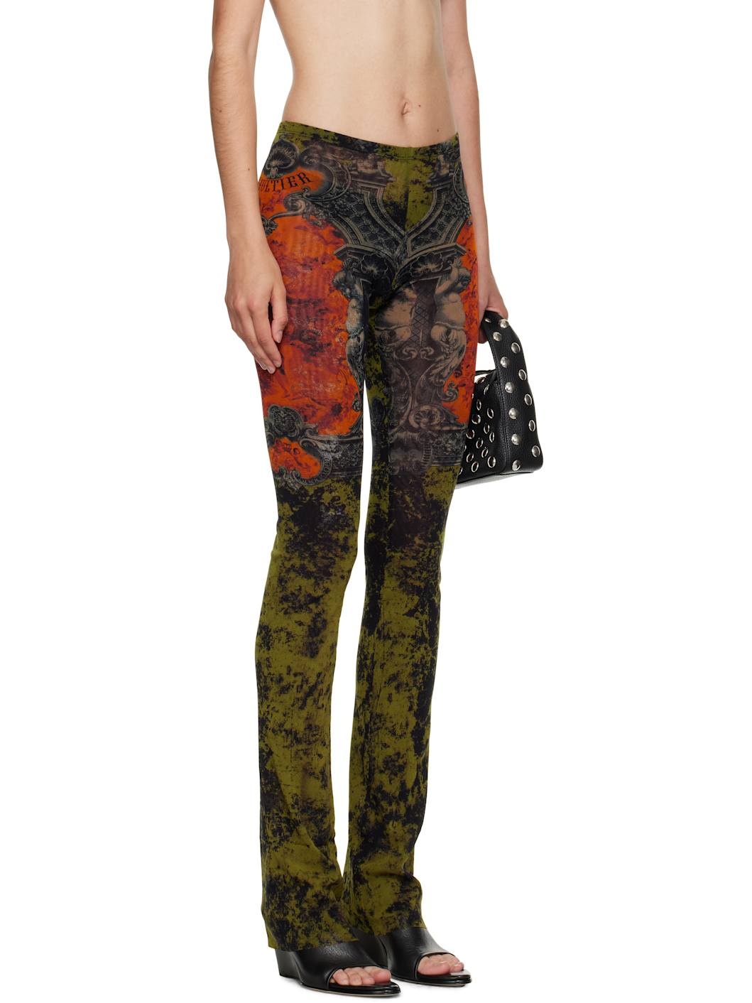 Khaki & Orange 'The Médaillon' Lounge Pants - 2