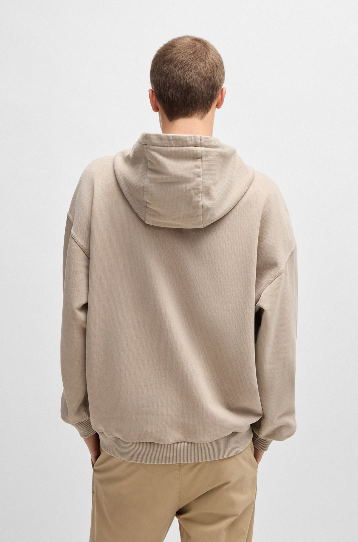 COTTON-TERRY HOODIE WITH A HAPPY HUGO LOGO BADGE - 5