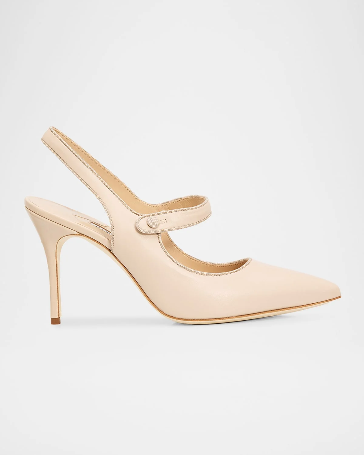 90mm Camparisli Leather Mary Jane Slingback Pumps - 1