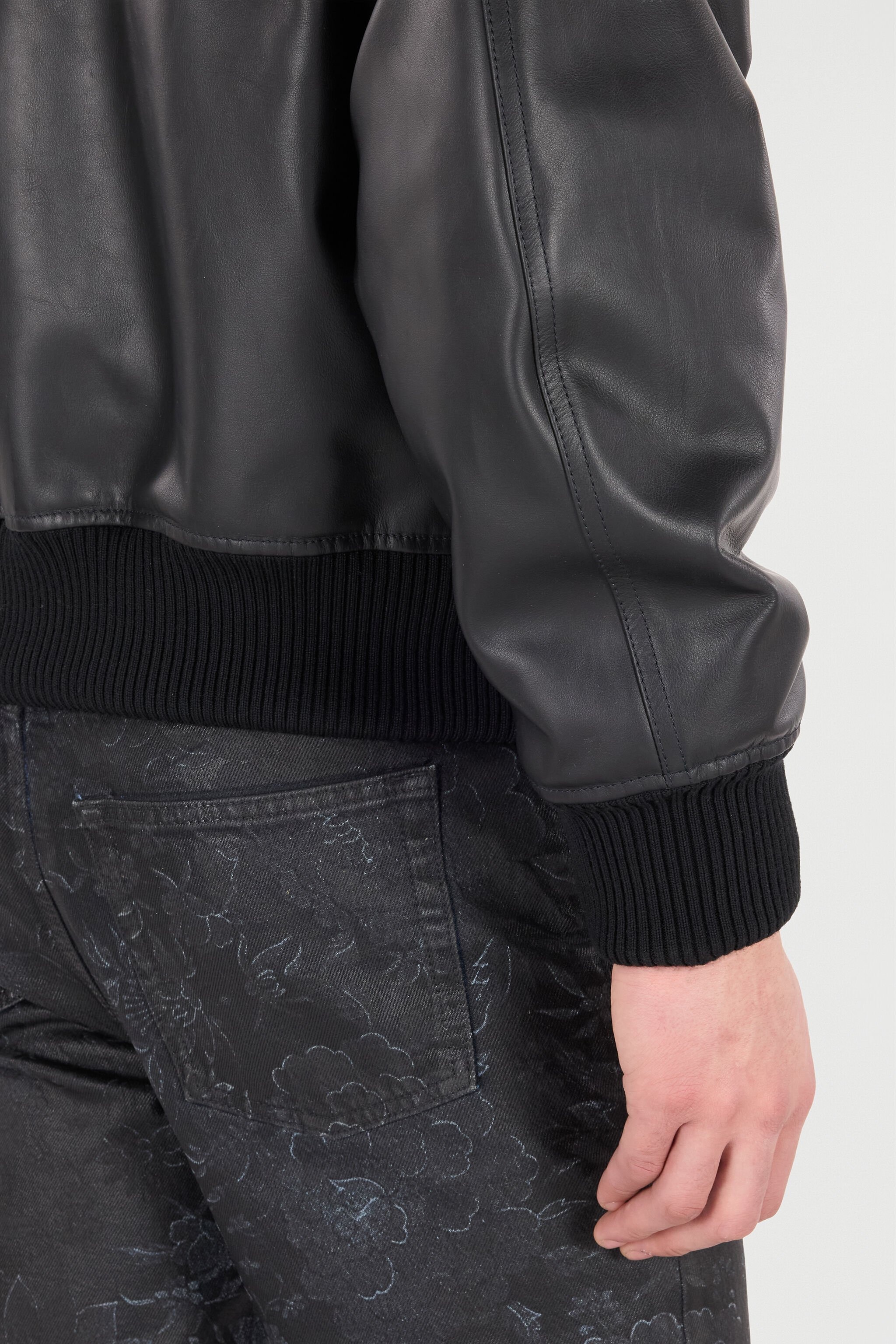 Leather Bomber Jacket with Hood - 6