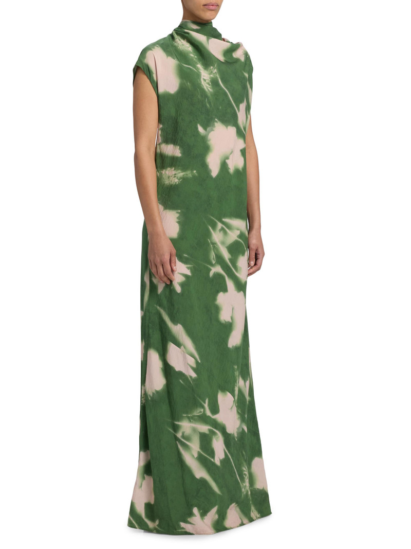 Women's Abstract Floral Crepe A-Line Gown - Cactus 4