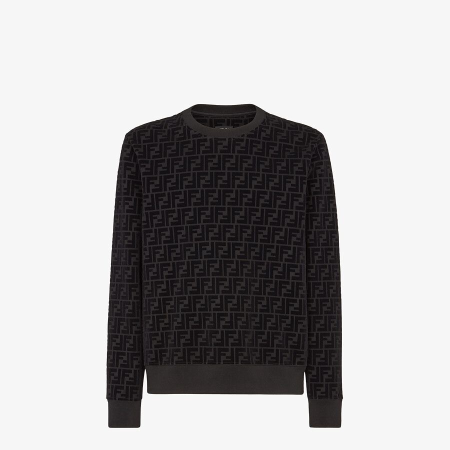 Black piqué sweatshirt - 1