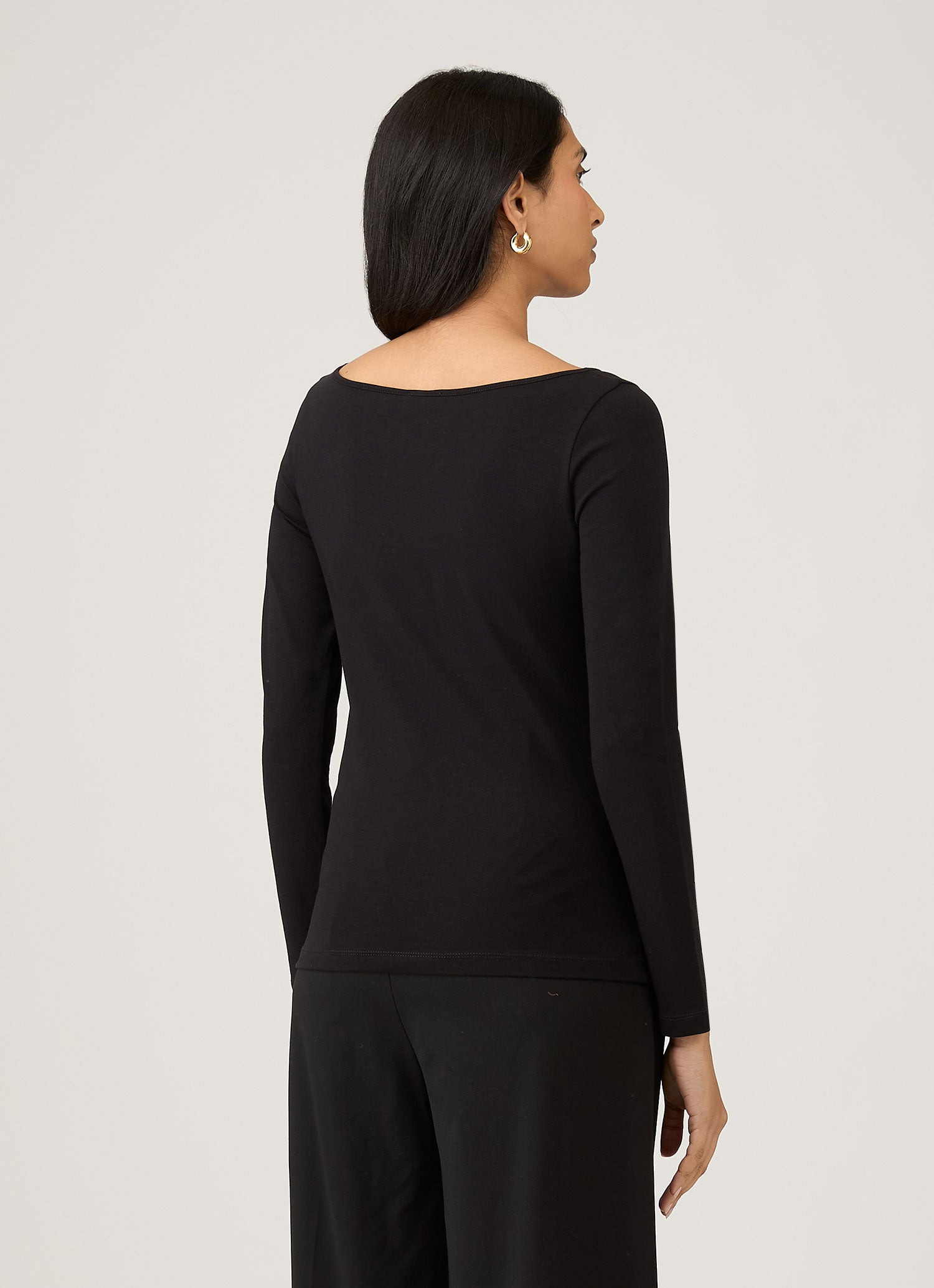 Stretch Cotton Slash Neck Top - 3