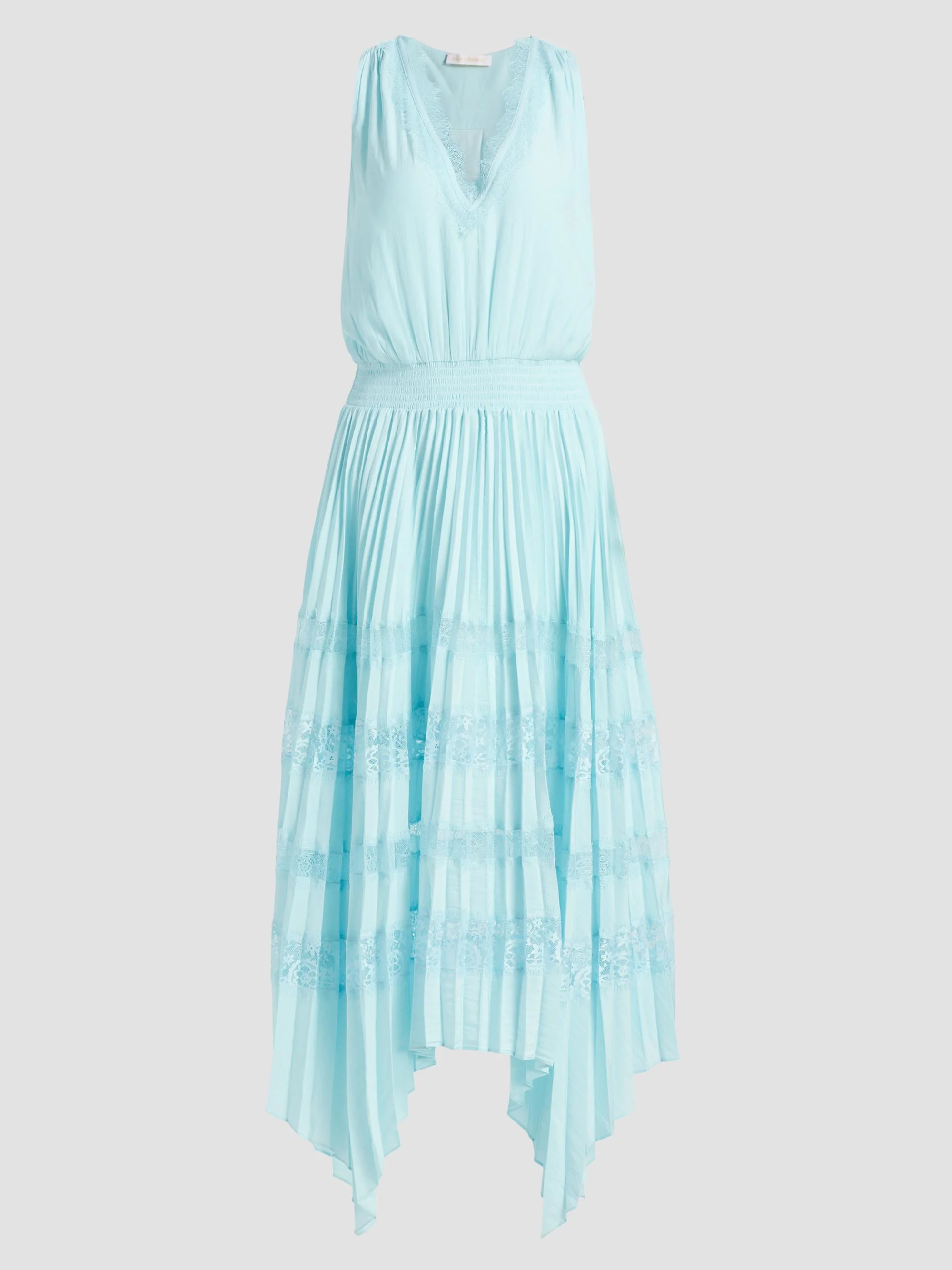 Women's Roselyn Pleated Lace-Trim Midi Dress - Blue Breeze - 1