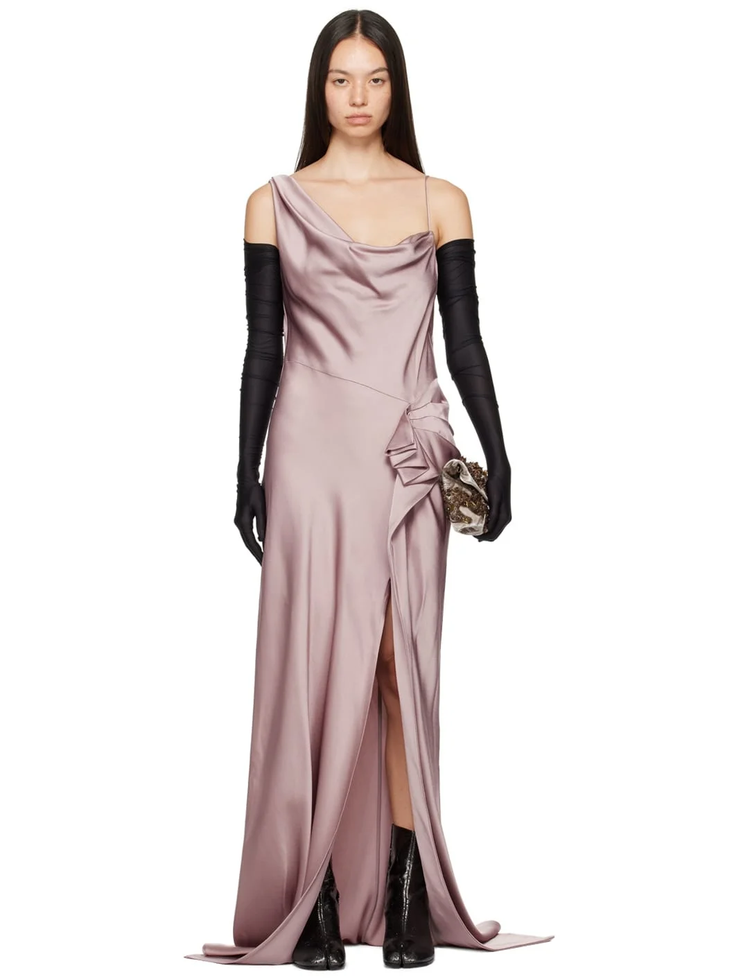 Pink Draped Maxi Dress - 1