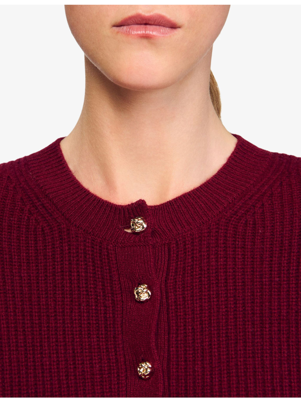 Decorative Button Long-Sleeve Wool-Cashmere Blend Jumper - 5