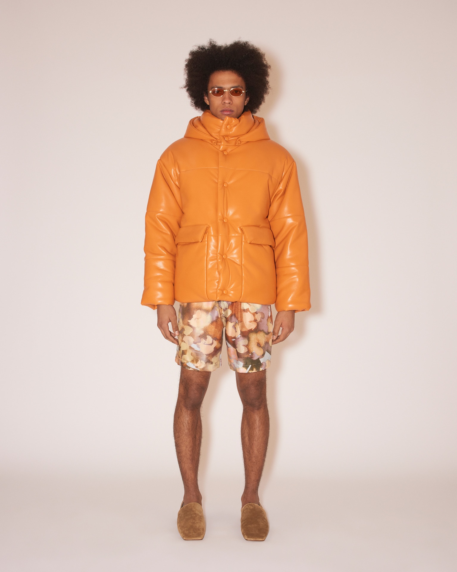 HIDE MENS - Vegan leather puffer coat - Orange - 3