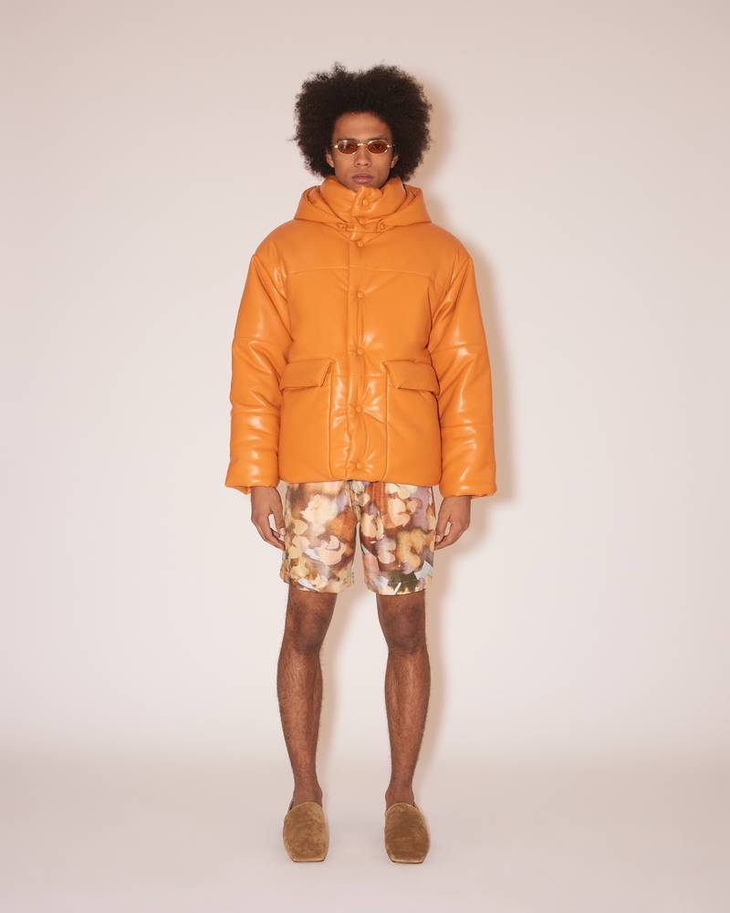 HIDE MENS - Vegan leather puffer coat - Orange 3