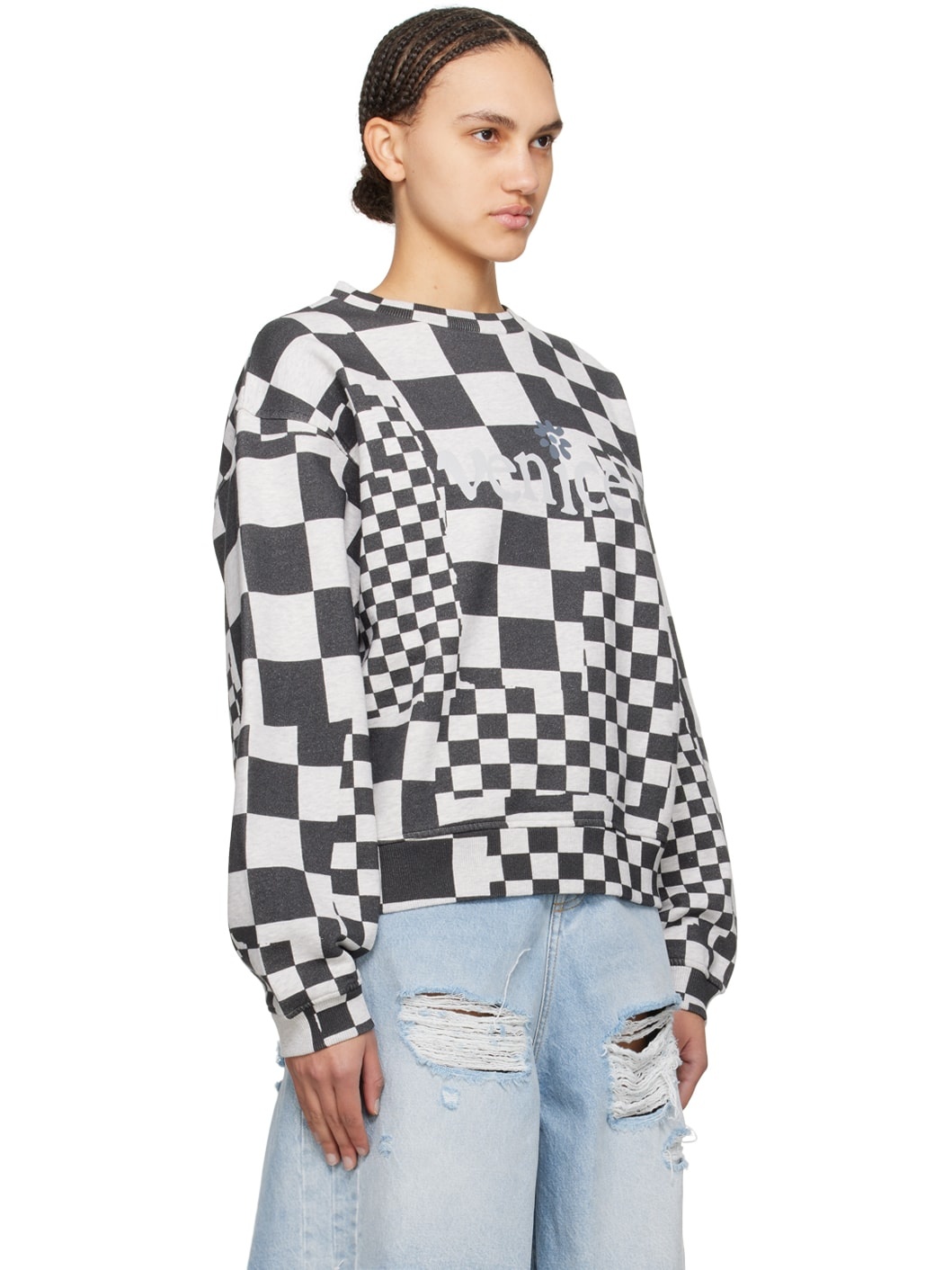 Gray & Black Check Sweatshirt - 2