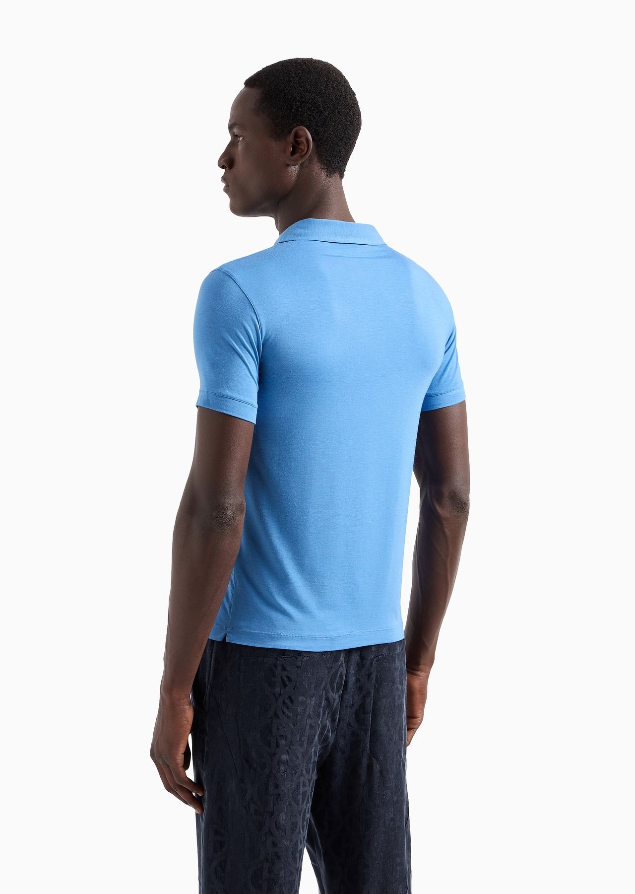 Stretch viscose jersey short-sleeved polo shirt - 4
