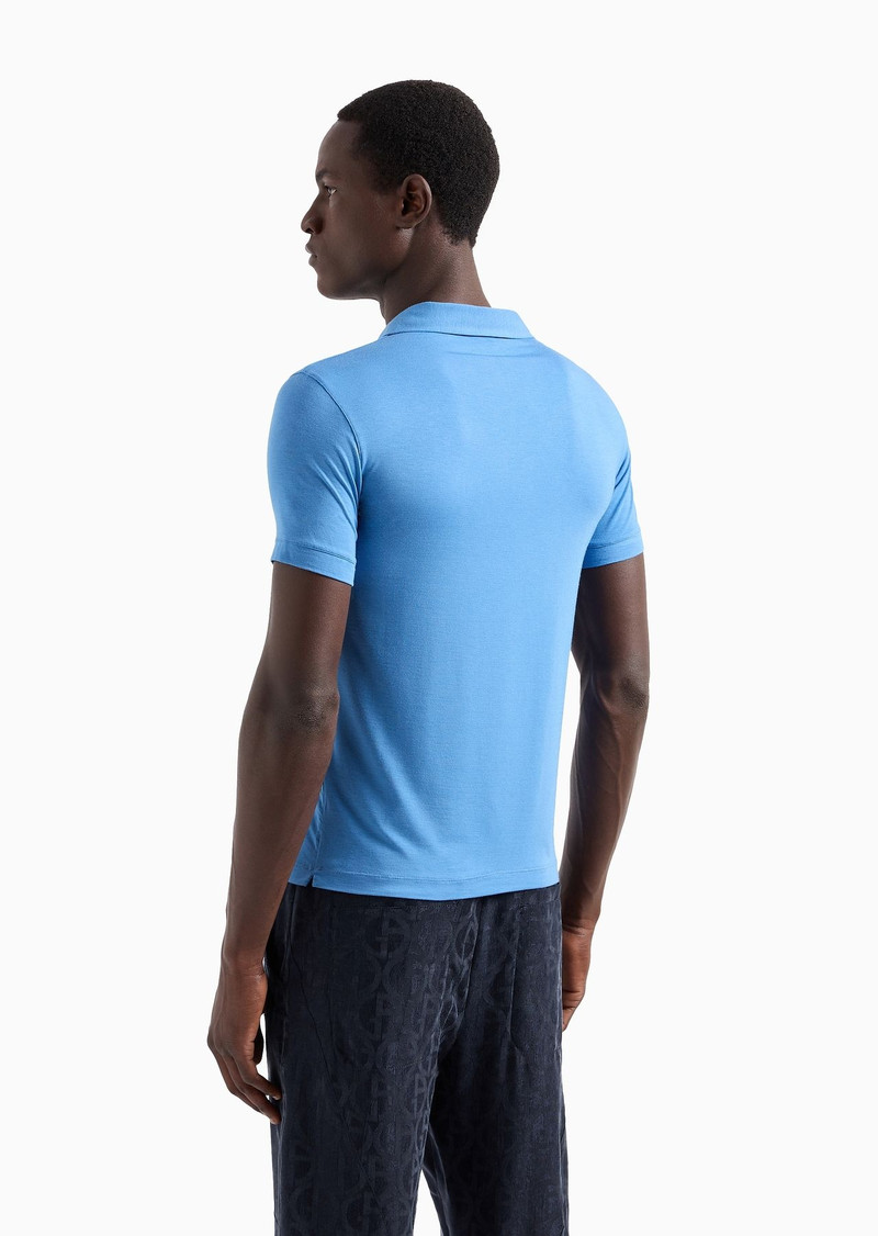 GIORGIO ARMANI Stretch viscose jersey short-sleeved polo shirt outlook