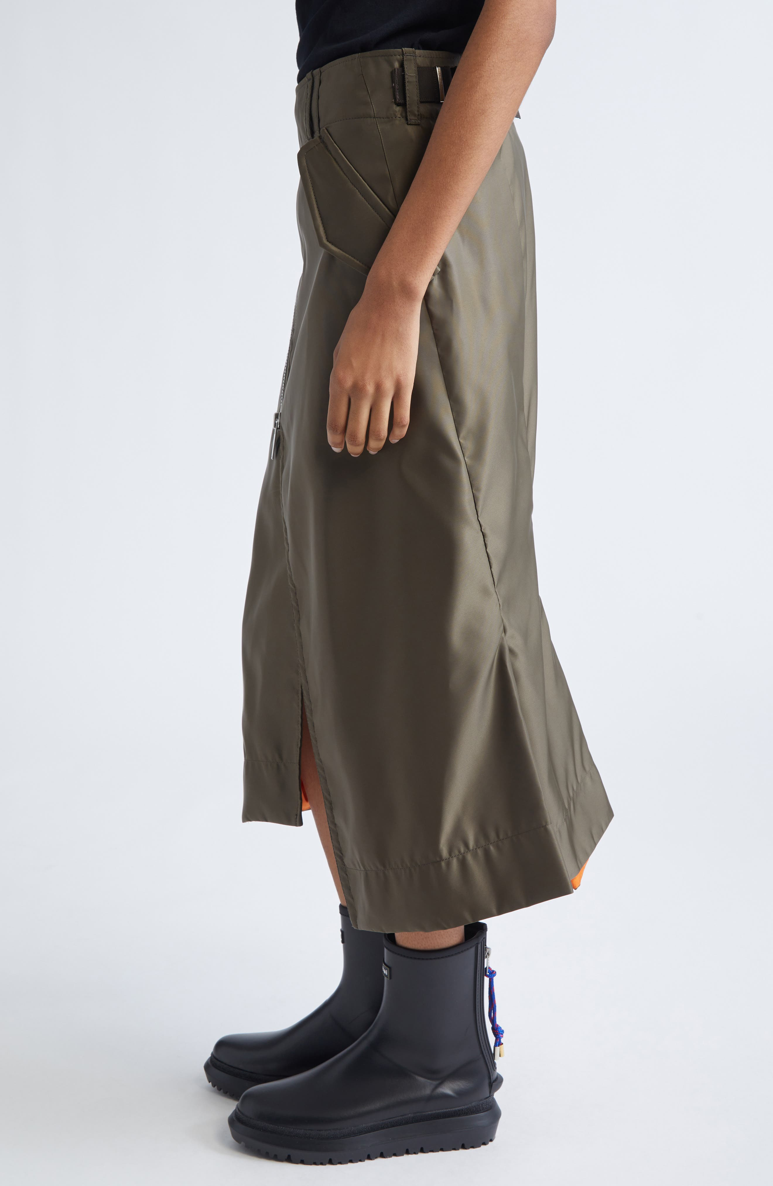 Sacai Insulated Nylon Twill Skirt in Dark Khaki at Nordstrom - 3