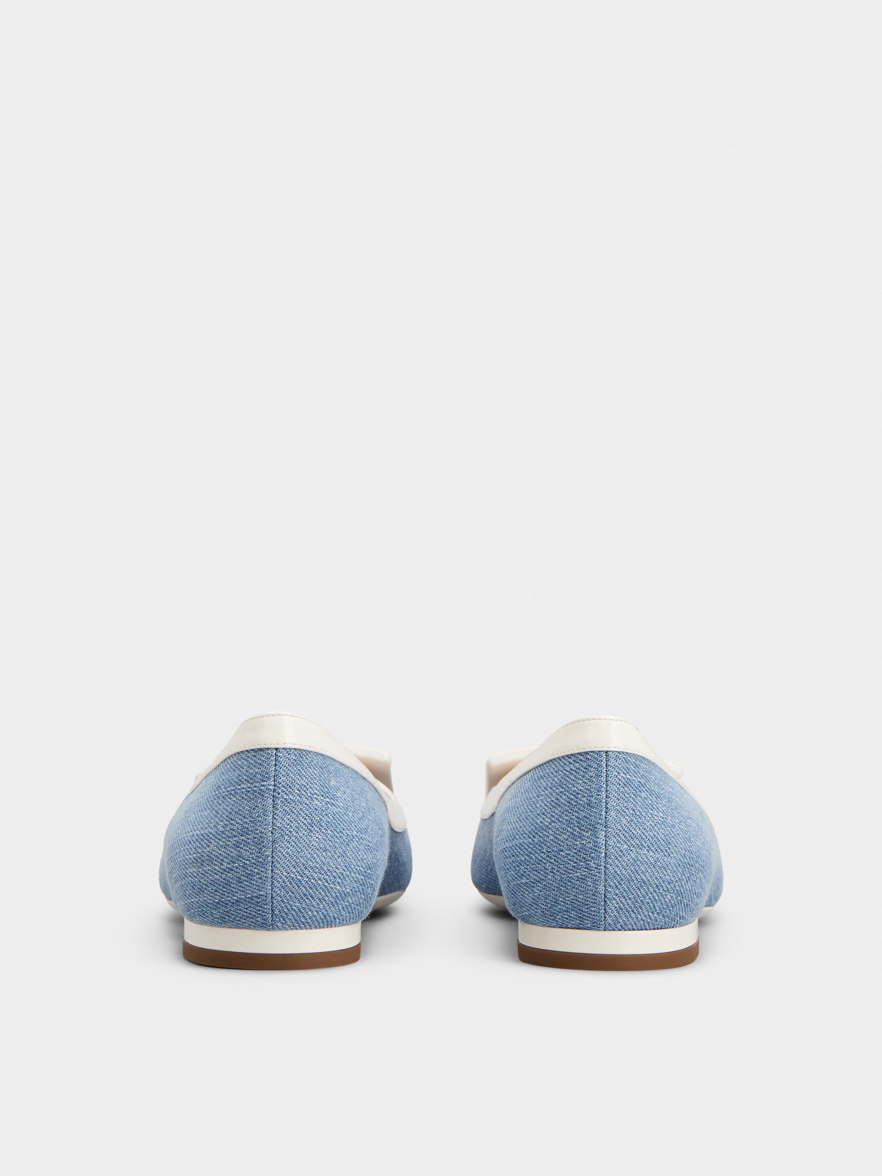 Gommettine Bicolor Lacquered Buckle Ballerinas in Denim - 5