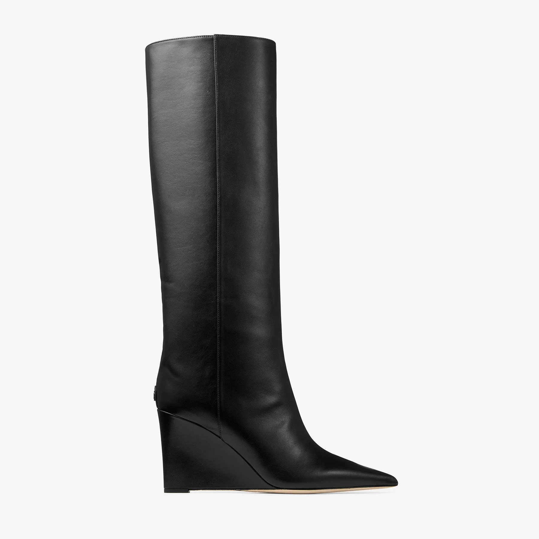 Blake Knee Boot 85 Black Smooth Leather Knee-High Boots with Wedge Heel - 1