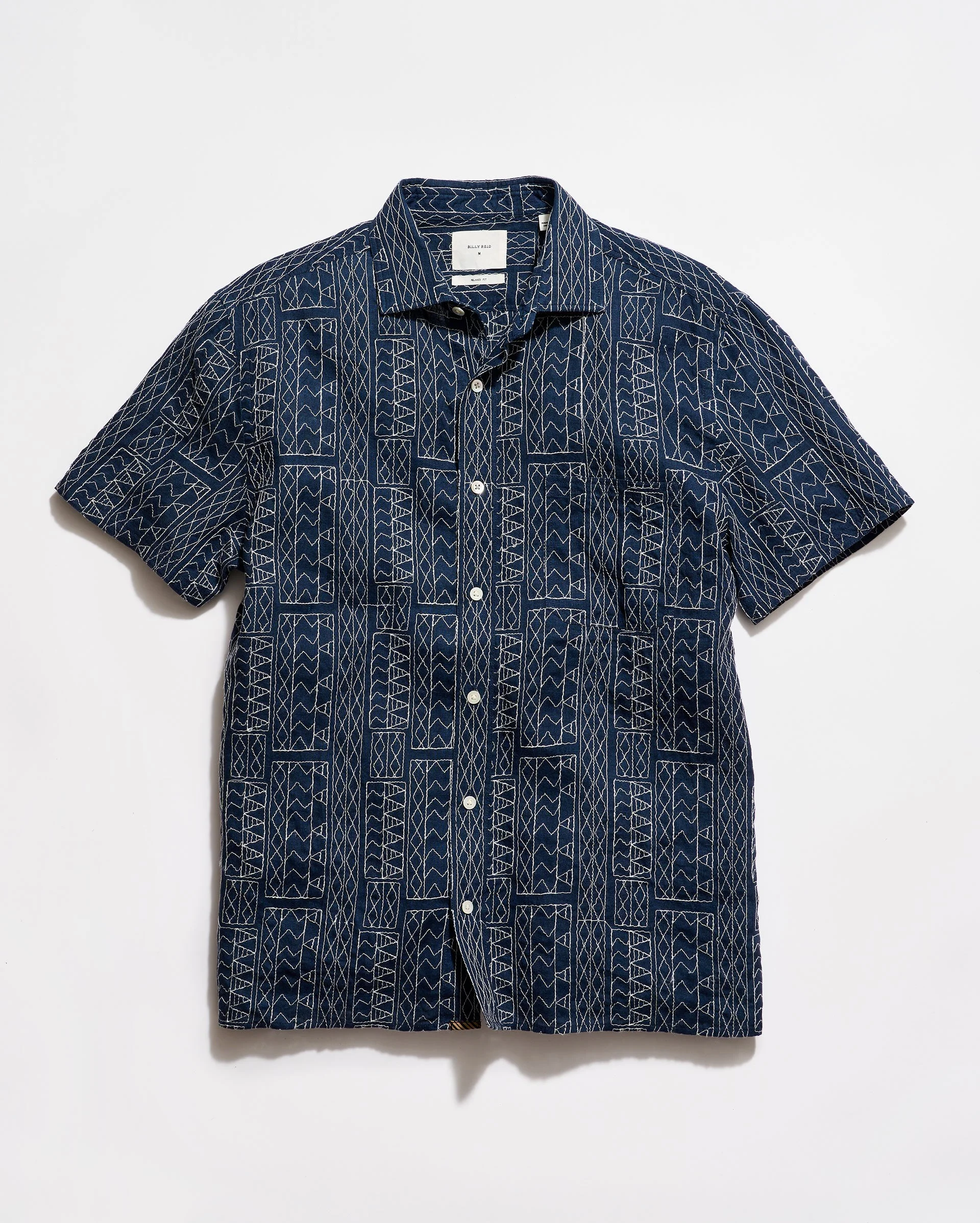 Short Sleeve Geo Stitch Embroidered Treme Shirt - 1
