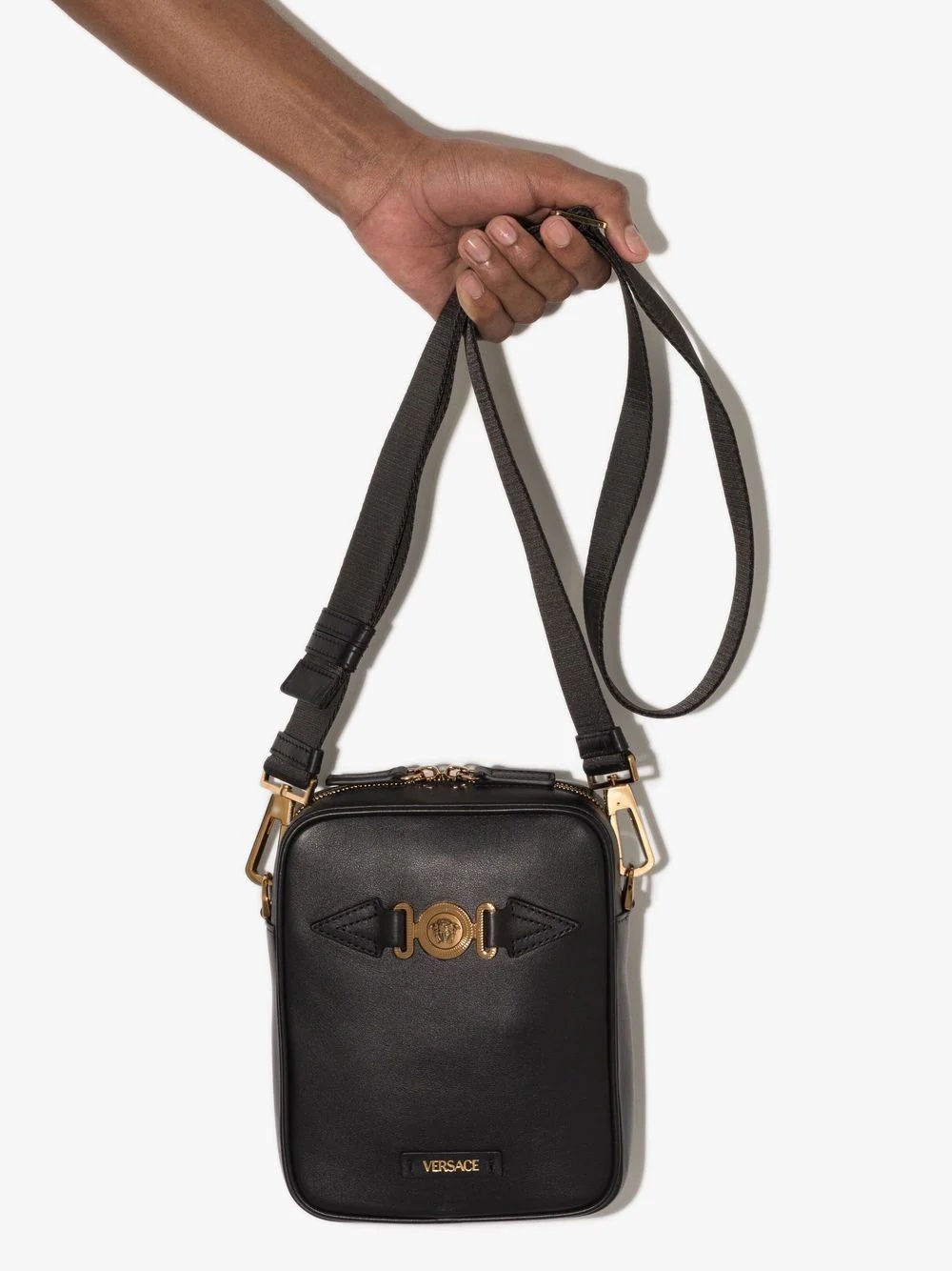 Medusa leather messenger bag - 4