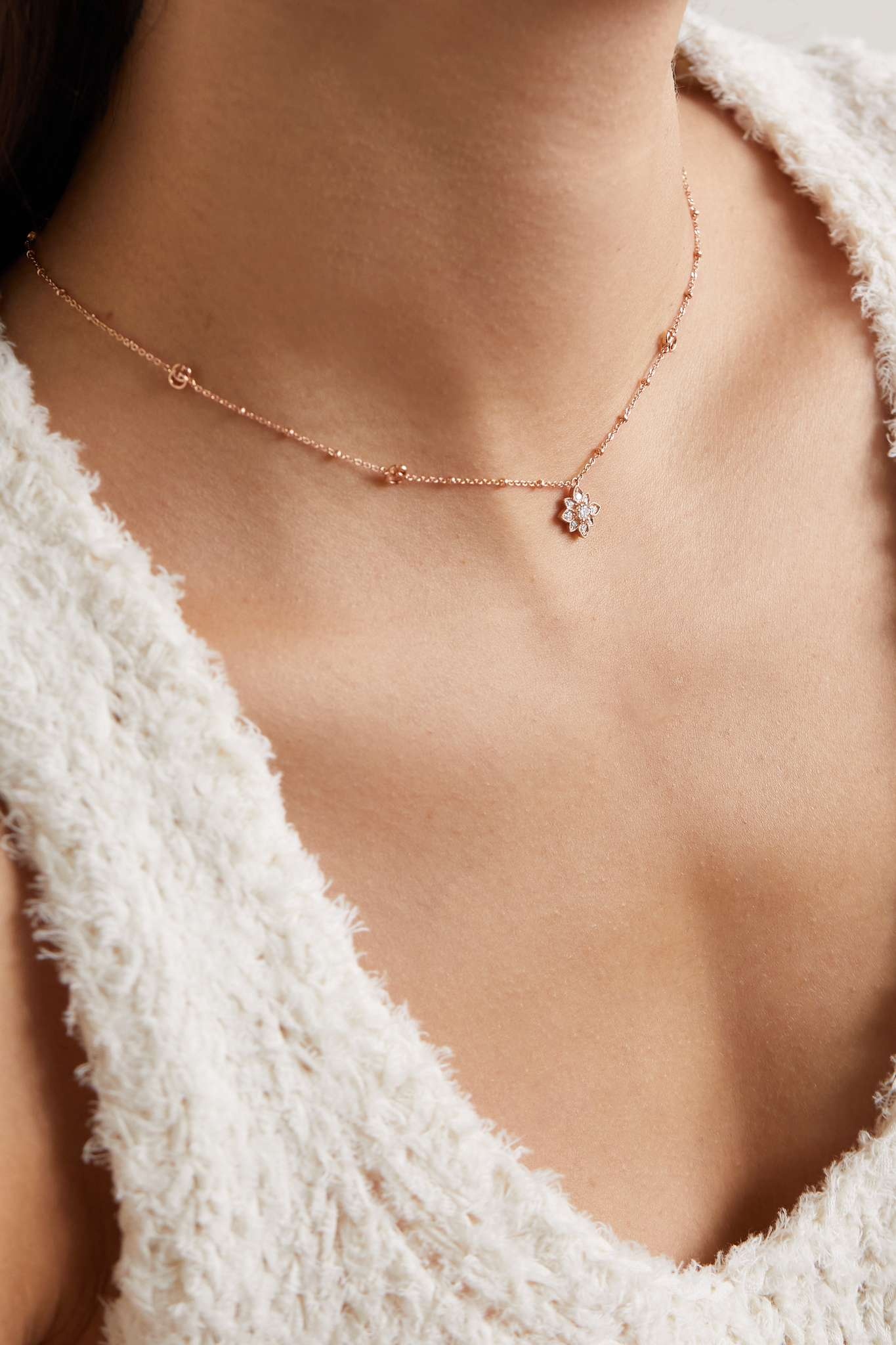 Flora 18-karat rose gold diamond necklace - 2