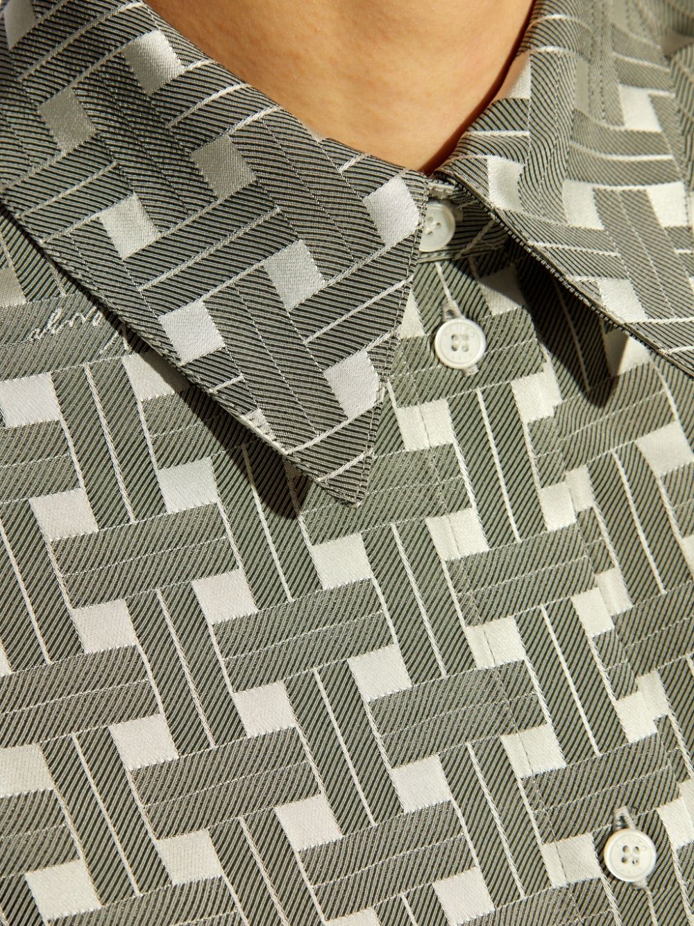 Weave geometric-print cropped shirt - 5