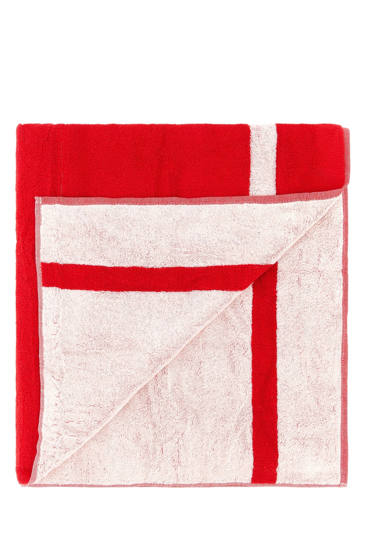 Red terry fabric beach towel - 2
