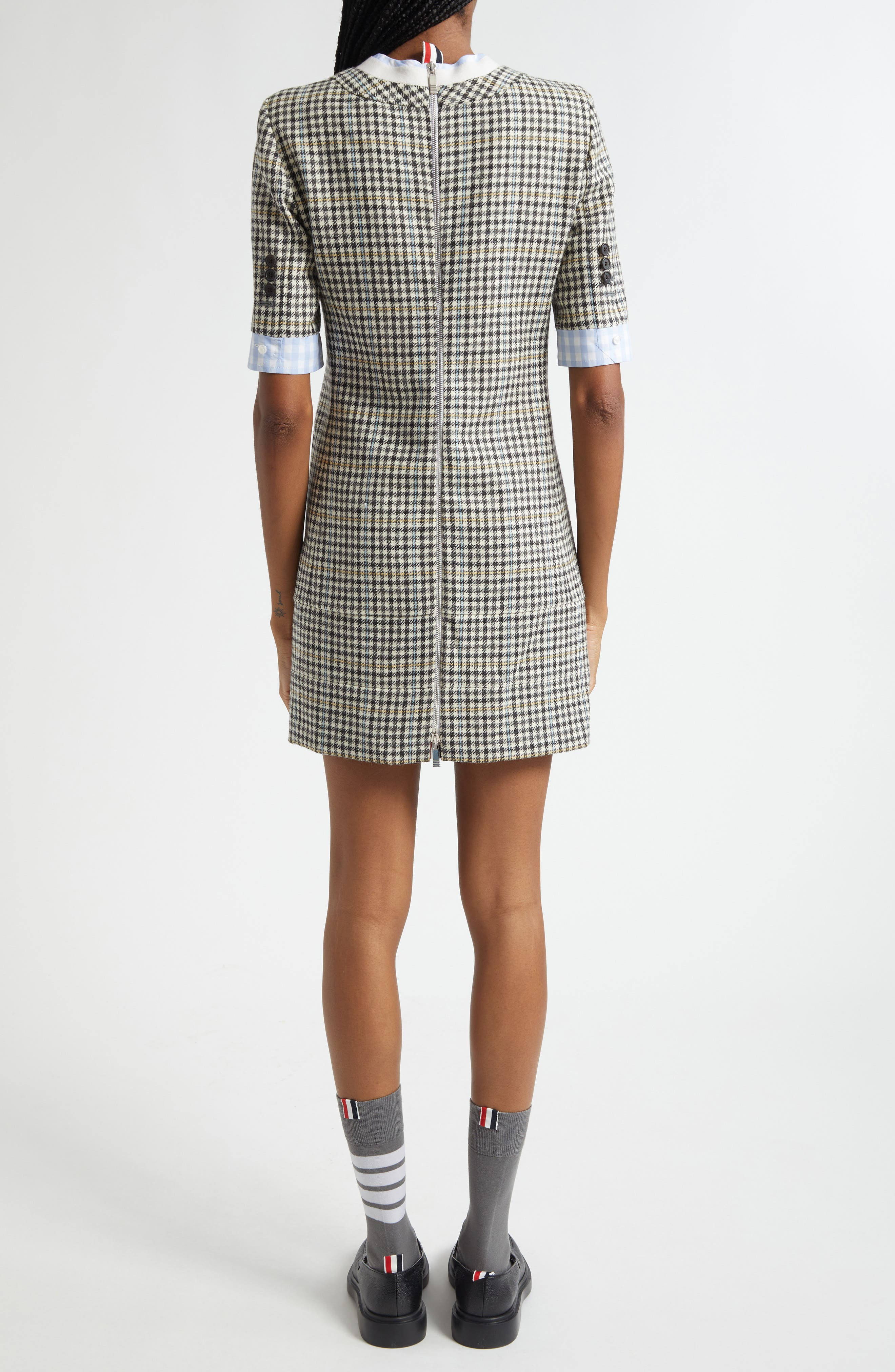 Thom Browne Trompe l'Oeil Mixed Media Shift Dress in Black/White at Nordstrom - 2