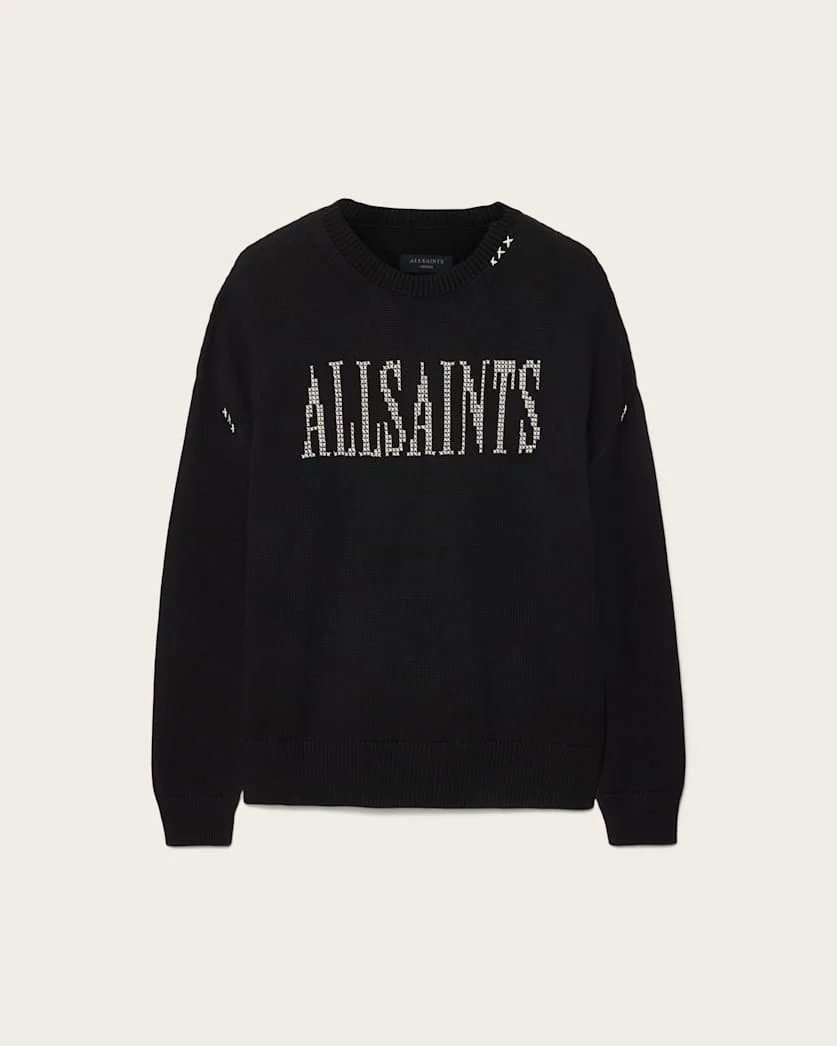 CROSSED OVERSIZED CREW NECK EMBROIDERED SWEATER - 1