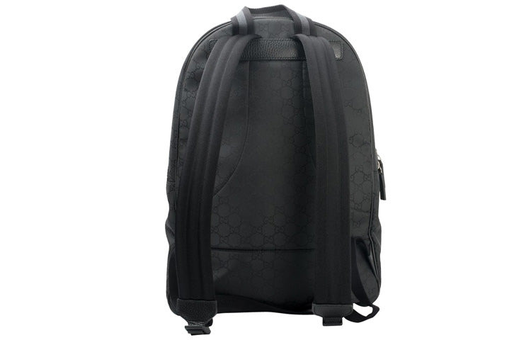 Men's GUCCI Logo Leather Logo Nylon Large Capacity schoolbag Backpack Black 449181-G1XYN-8615 - 3