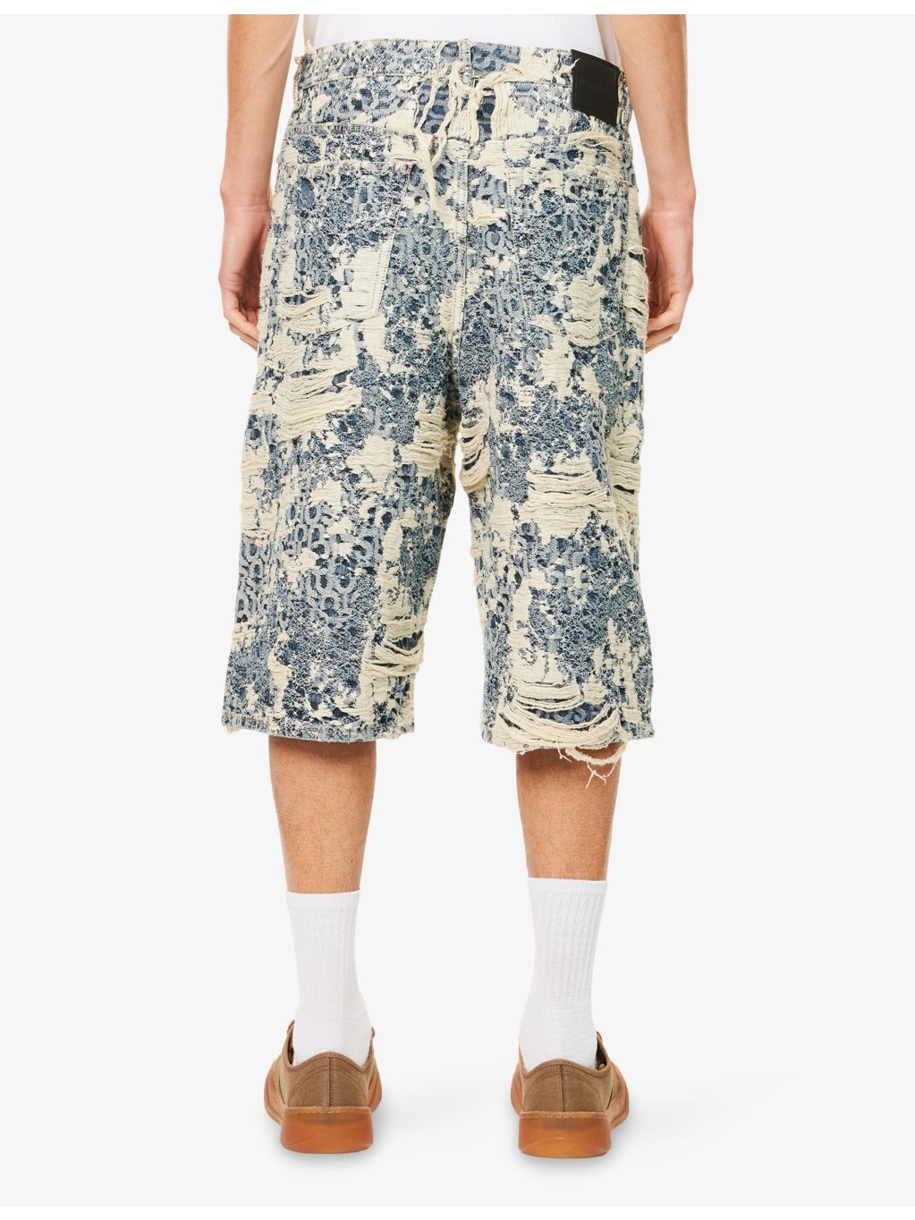 Judda Destressed Cotton Denim Shorts - 4
